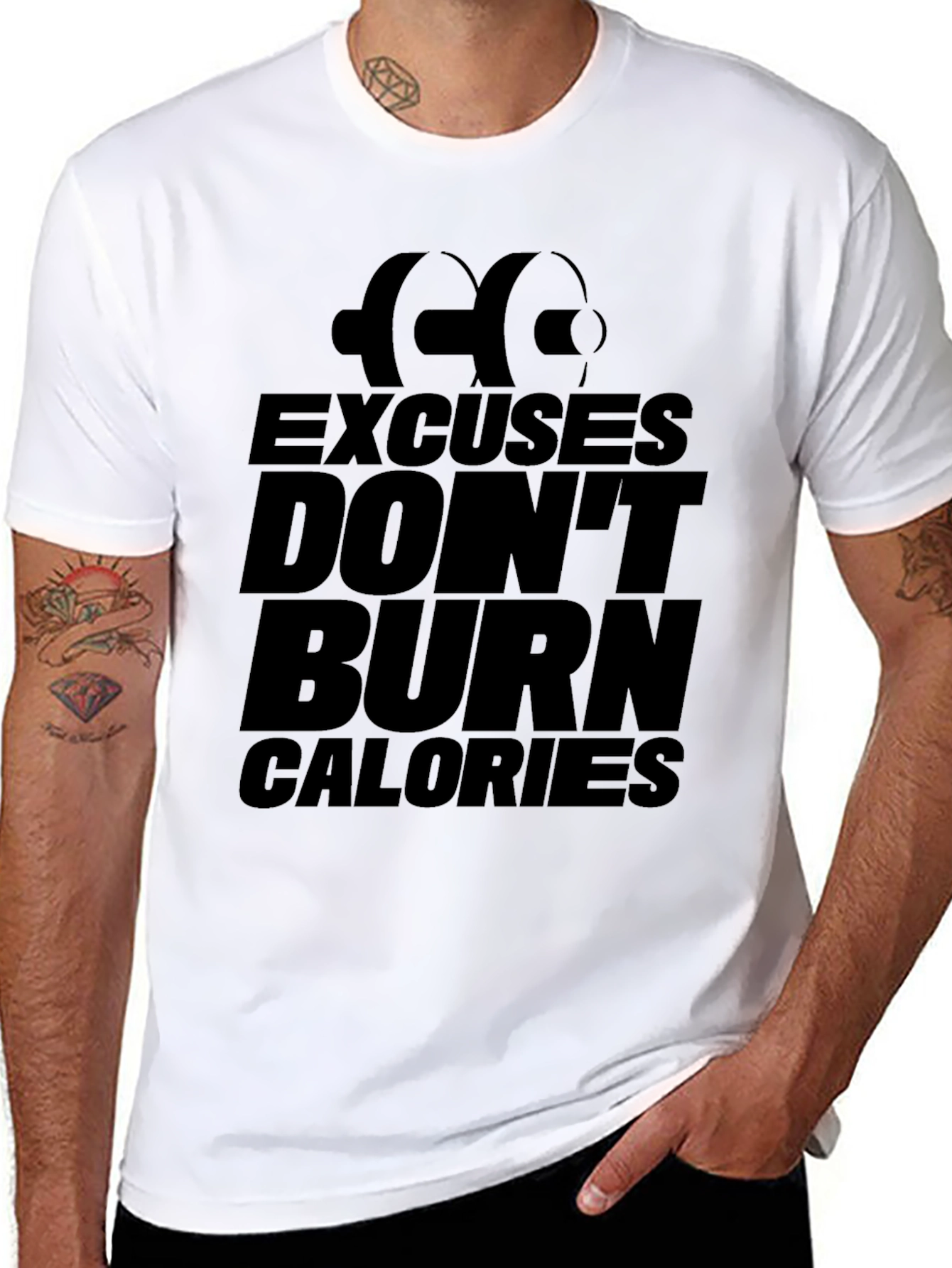 Excuses Dont Burn Calories Mens Black T-Shirt