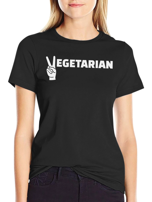 Vegetarian Peace Sign Graphic Tee - Unisex Black T-Shirt