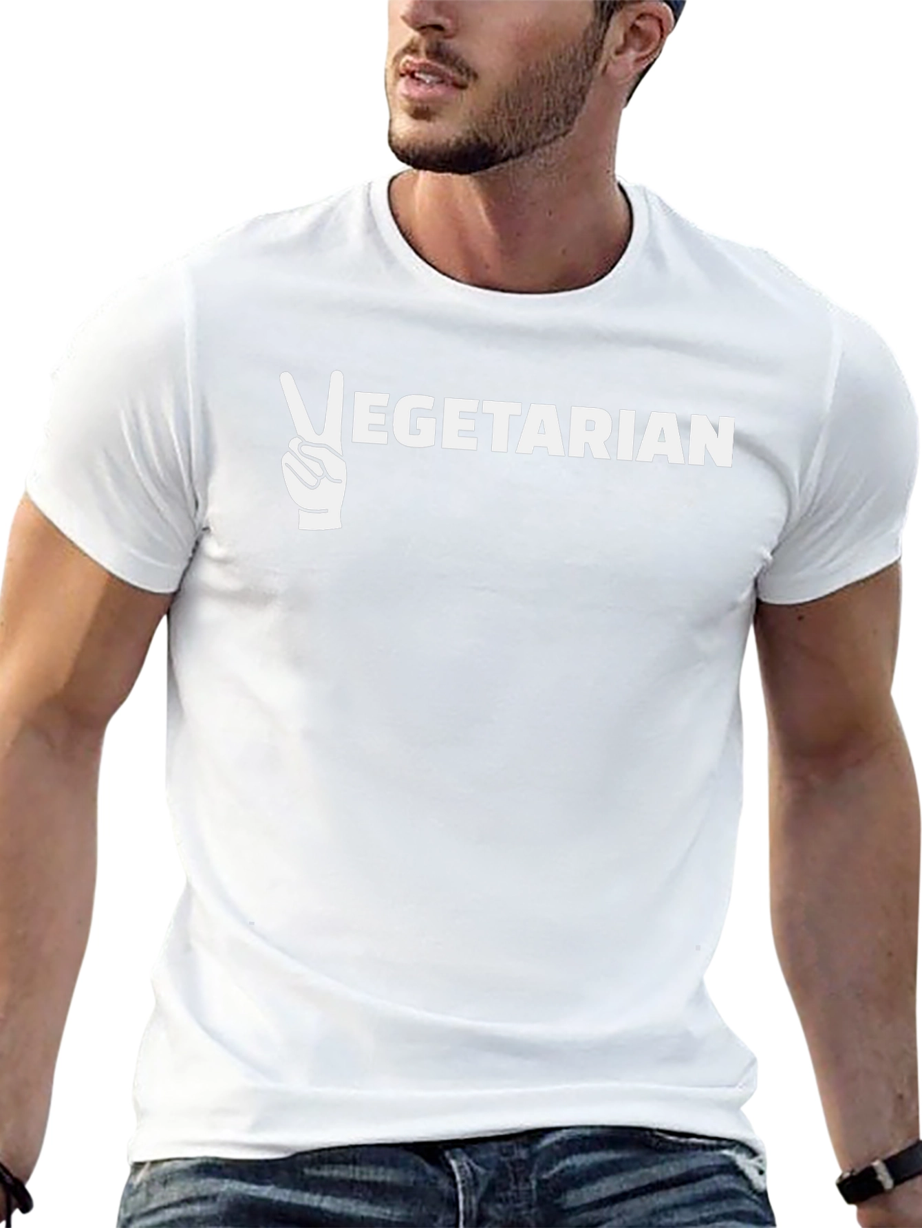 Vegetarian Peace Sign Graphic Tee - Unisex Black T-Shirt