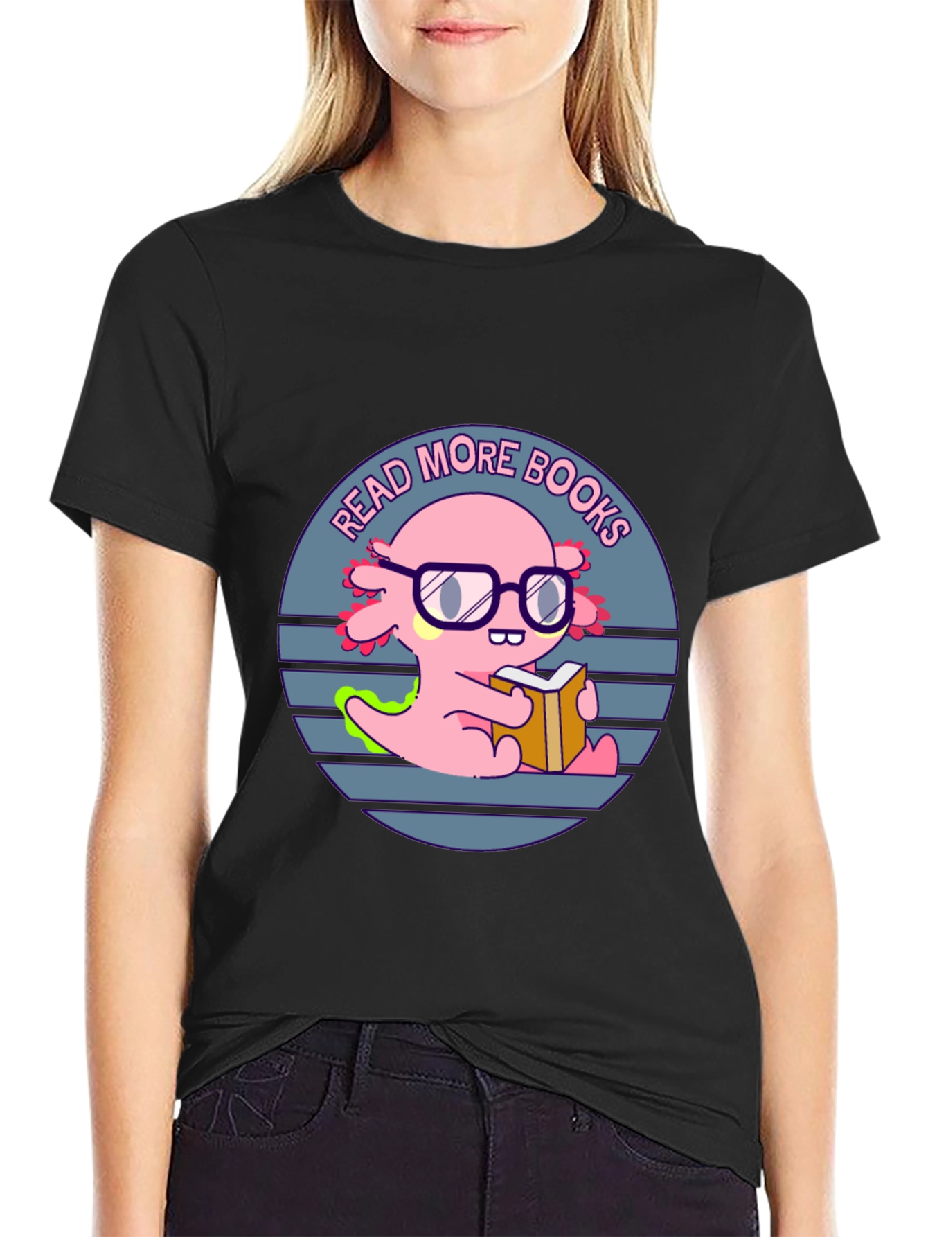 Read More Books T-Shirt - Axolotl with Glasses