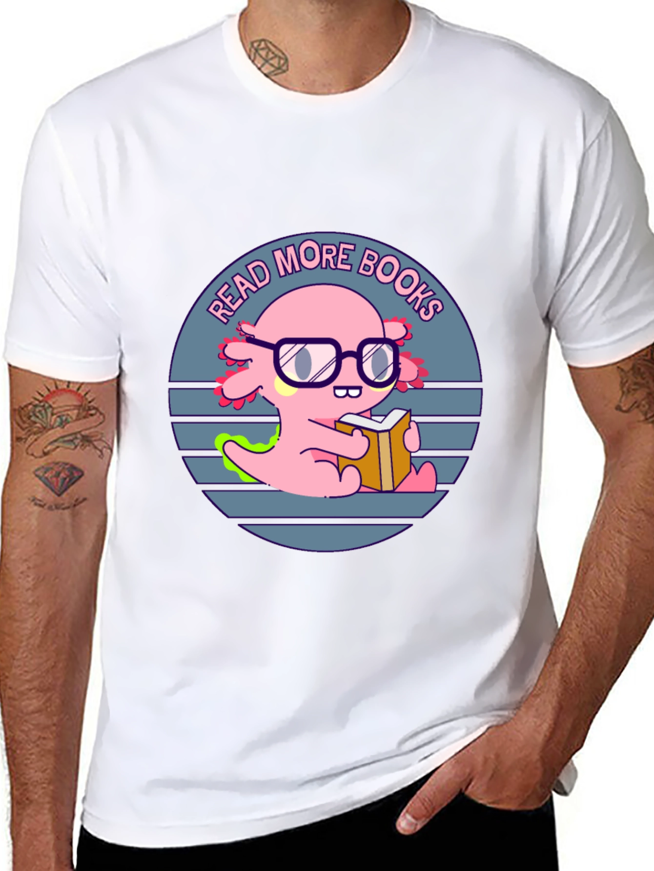 Read More Books T-Shirt - Axolotl with Glasses