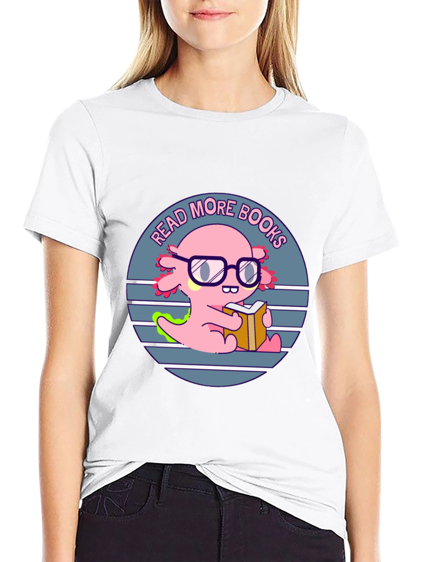 Read More Books T-Shirt - Axolotl with Glasses