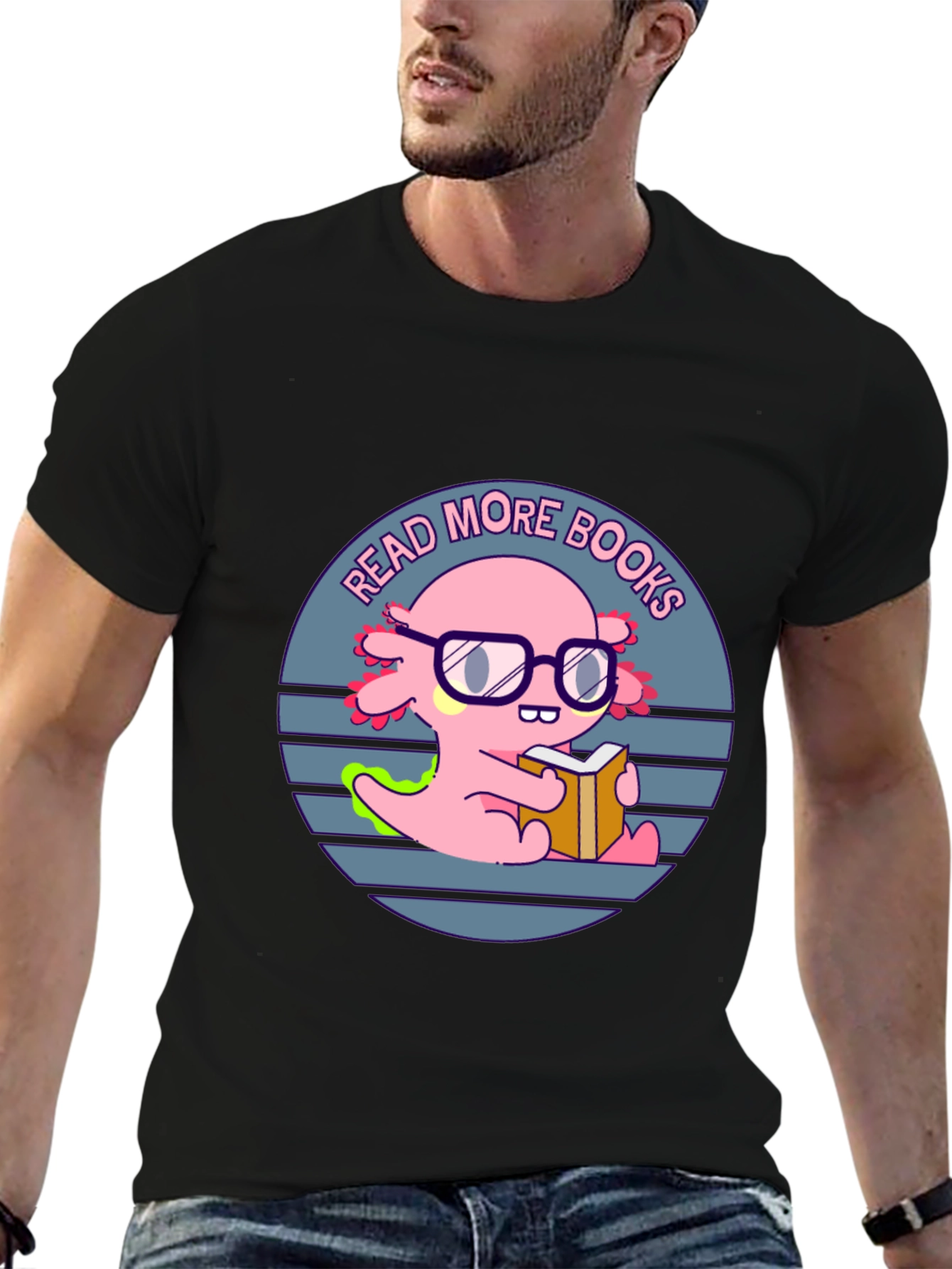 Read More Books T-Shirt - Axolotl with Glasses