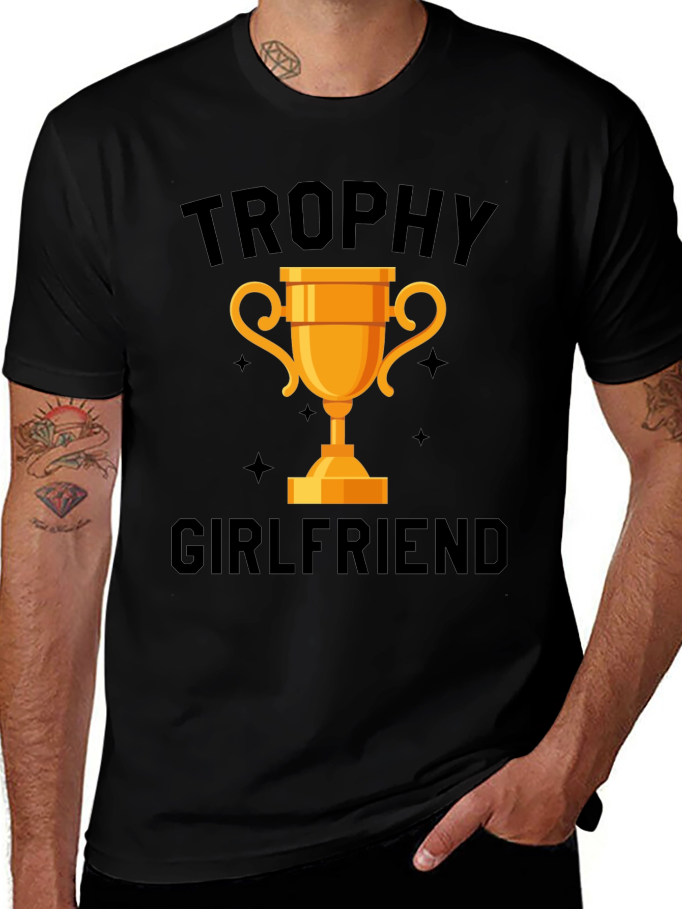 Trophy Girlfriend Graphic Tee - Black Cotton Shirt