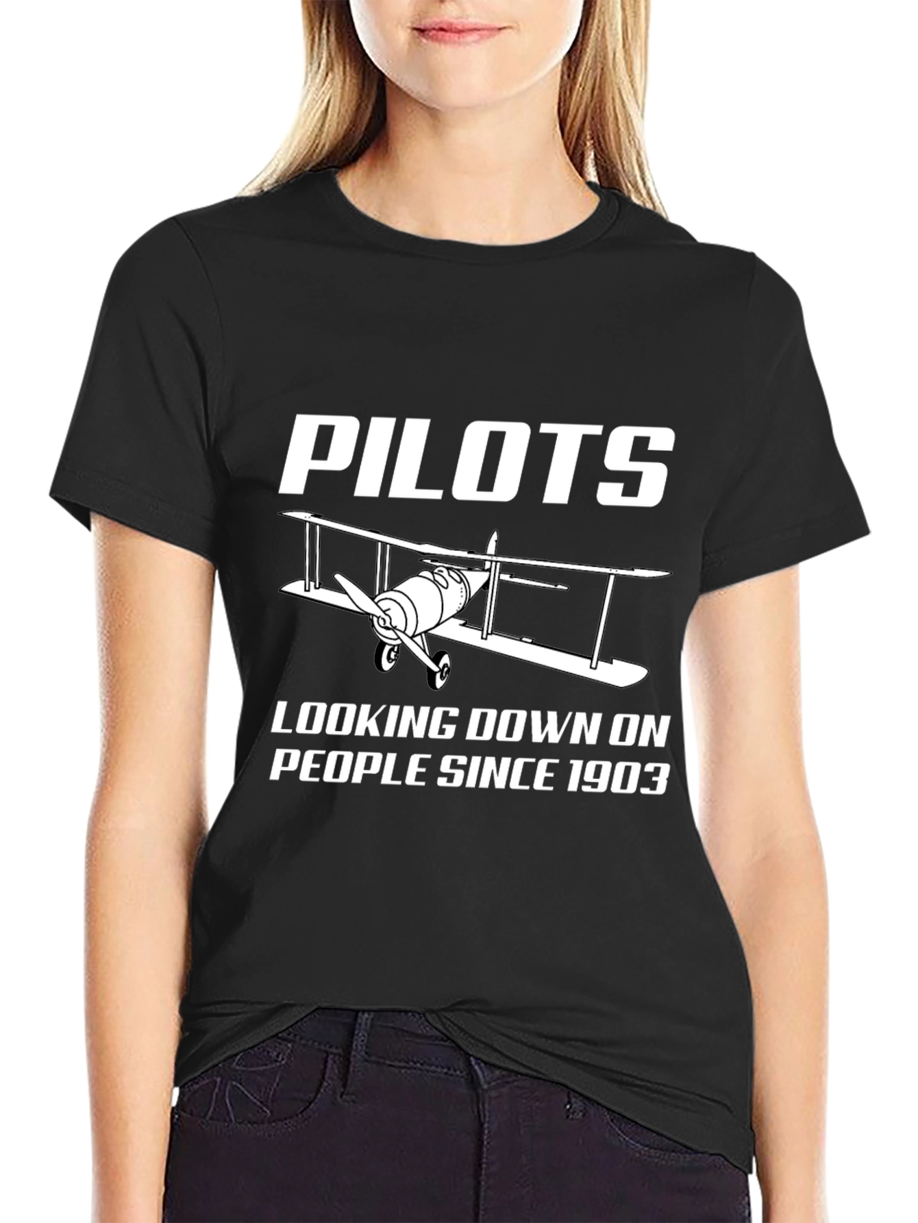 Pilots Looking Down Since 1903 Black T-Shirt