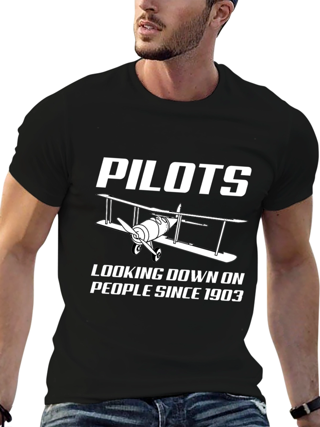 Pilots Looking Down Since 1903 Black T-Shirt