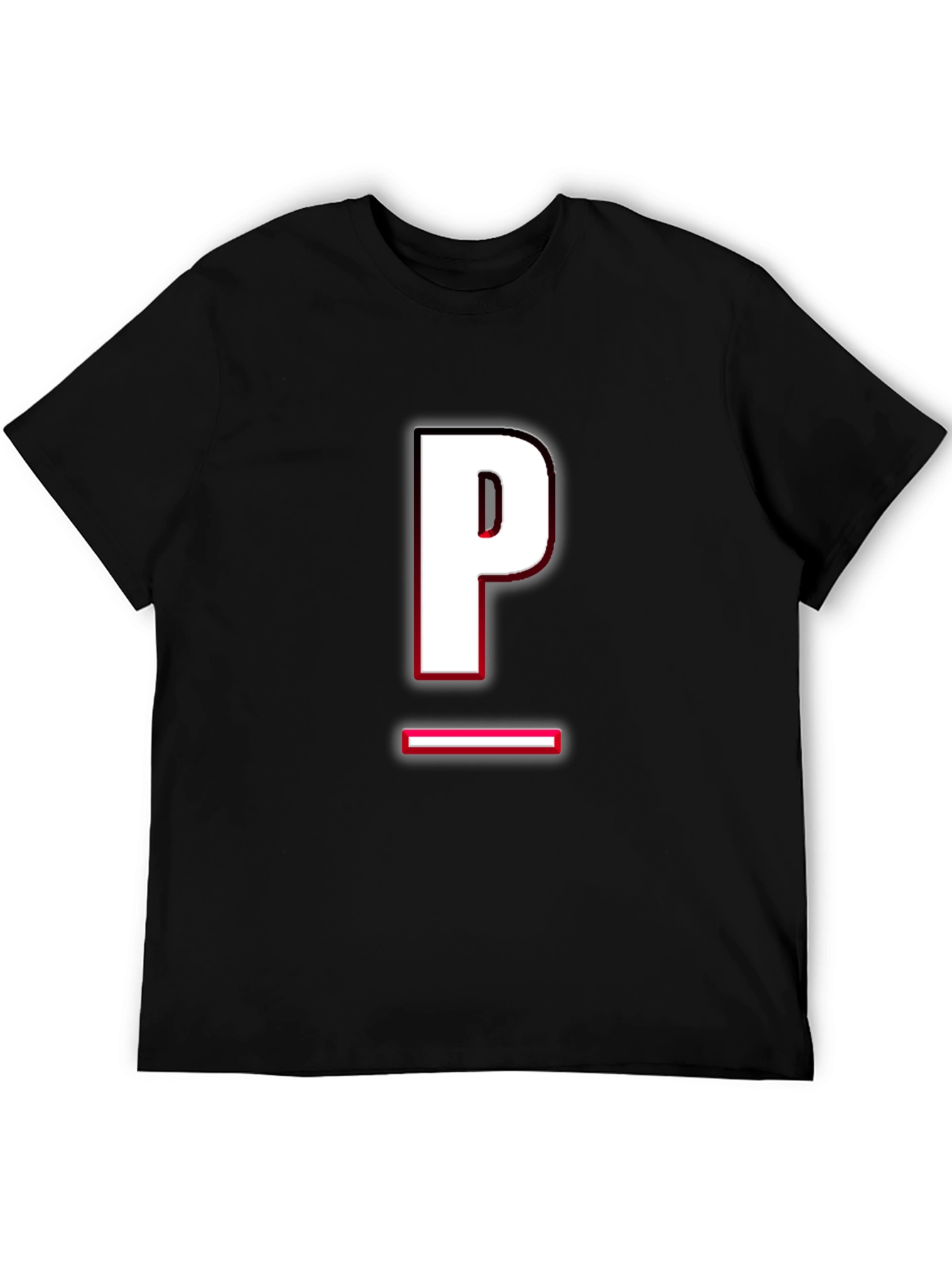 Modern Black T-Shirt with Letter P Design