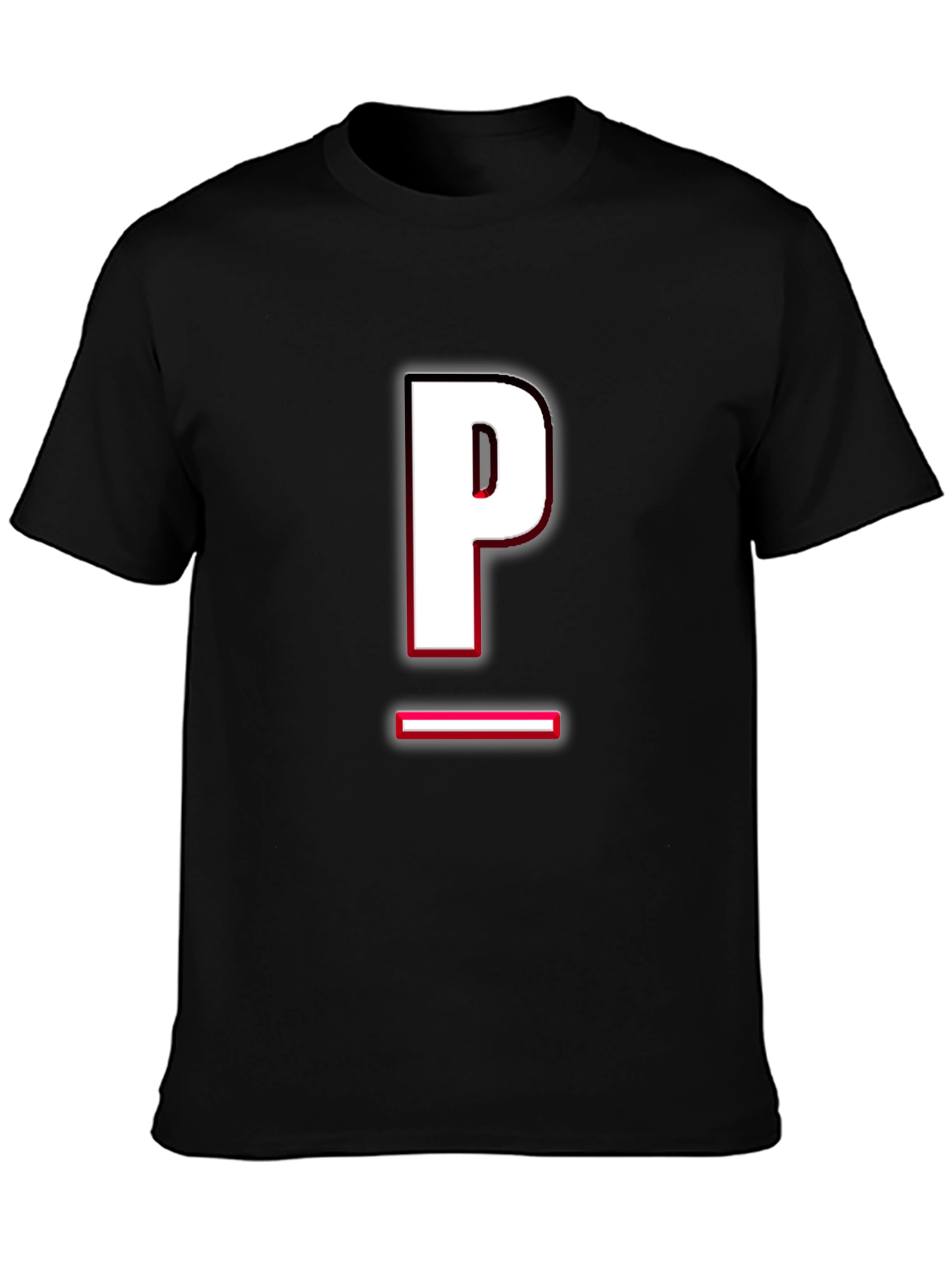 Modern Black T-Shirt with Letter P Design