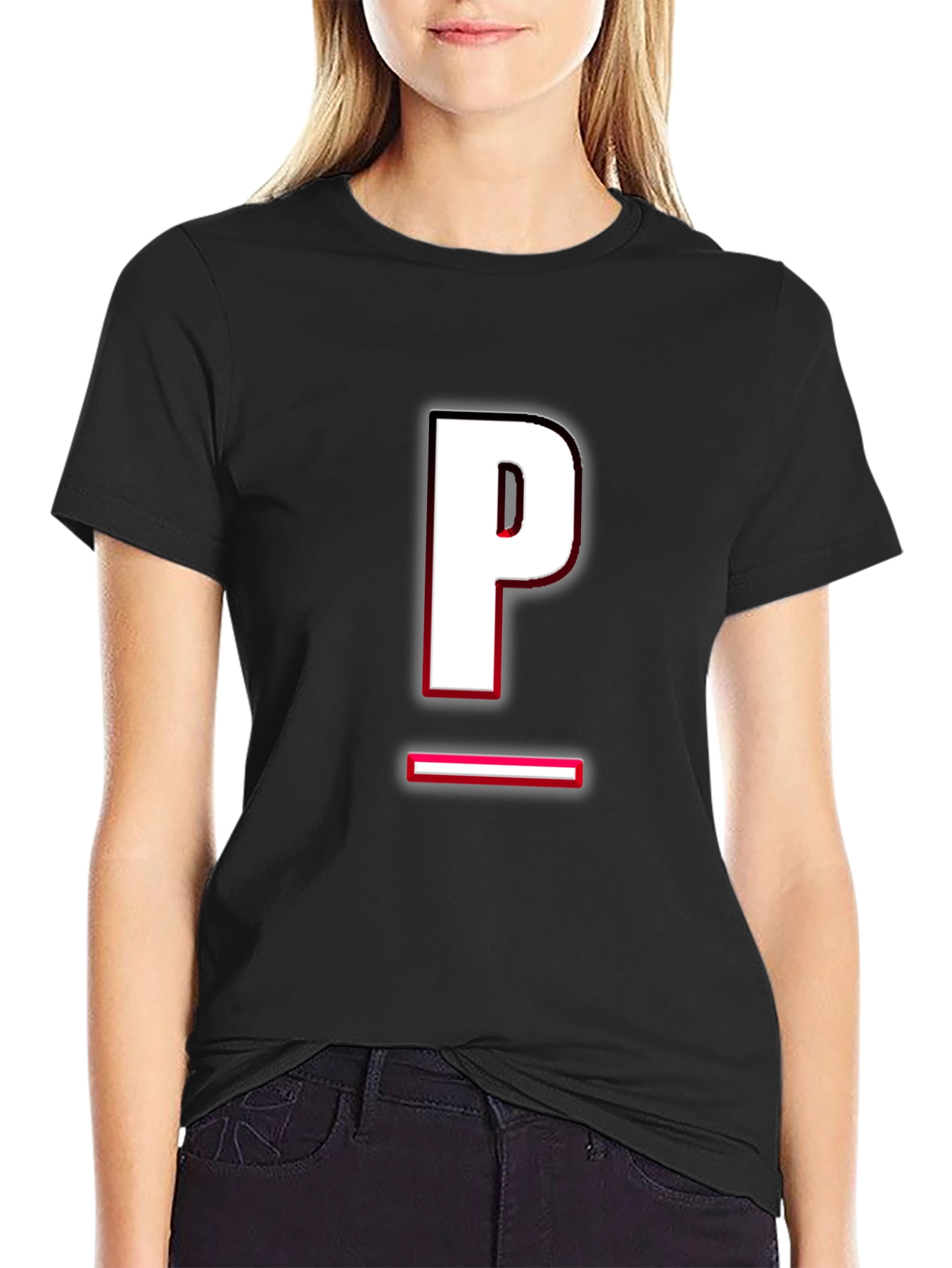 Modern Black T-Shirt with Letter P Design