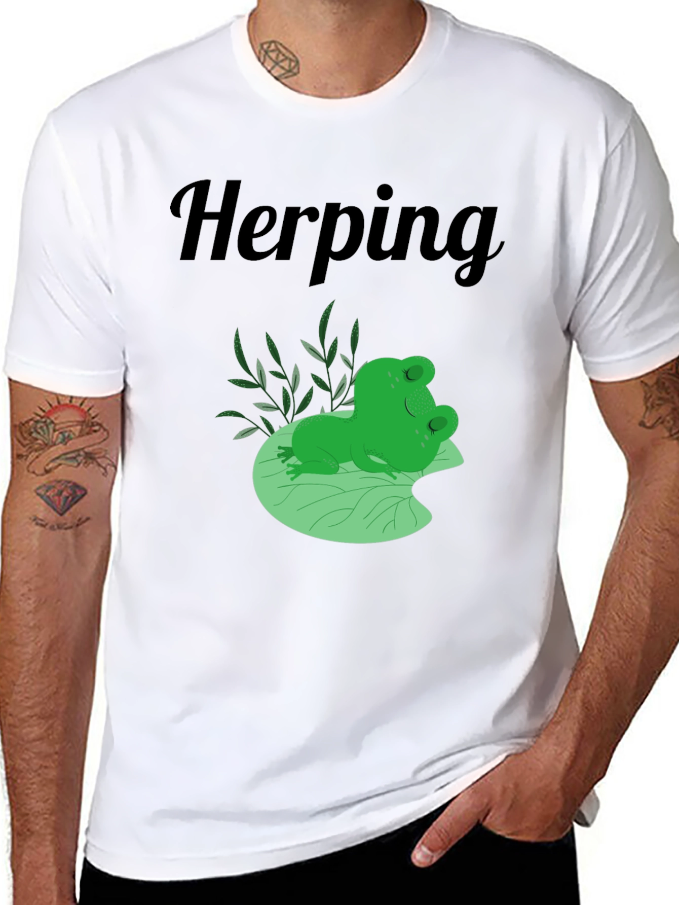 Herping Frog T-Shirt - Black Cotton Tee