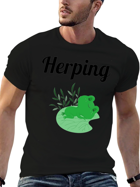 Herping Frog T-Shirt - Black Cotton Tee