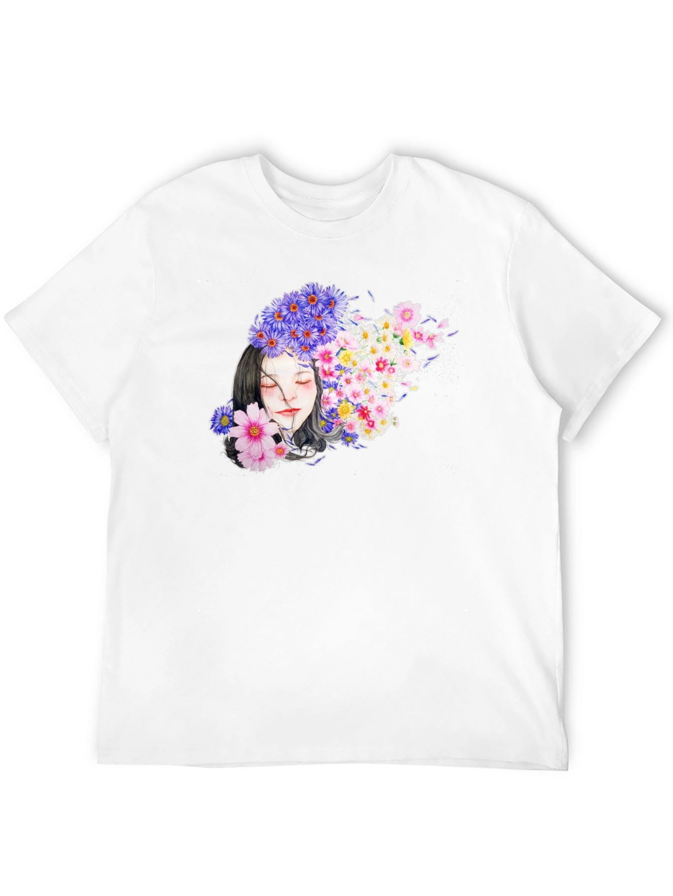 Floral Woman Graphic Black T-Shirt