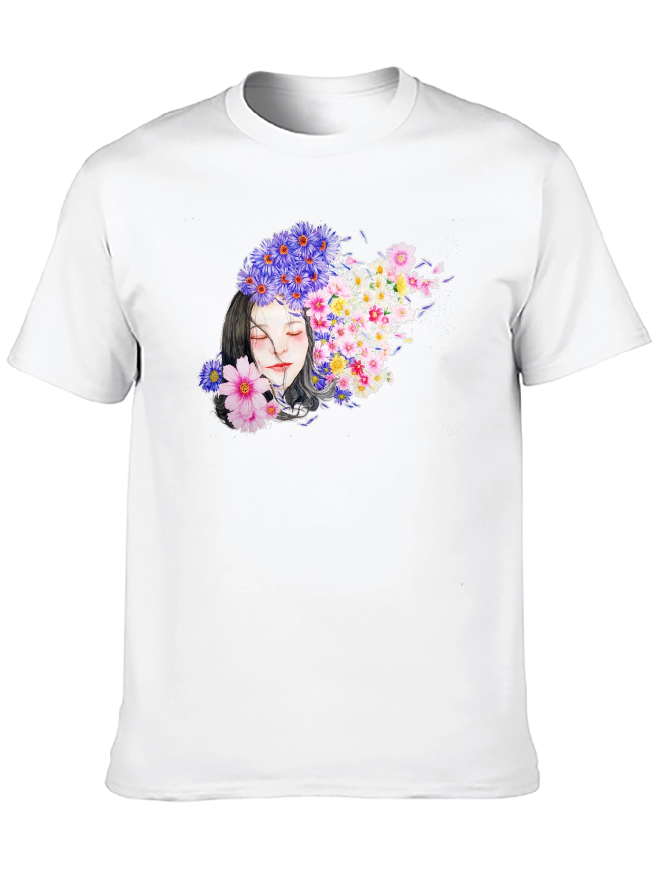 Floral Woman Graphic Black T-Shirt