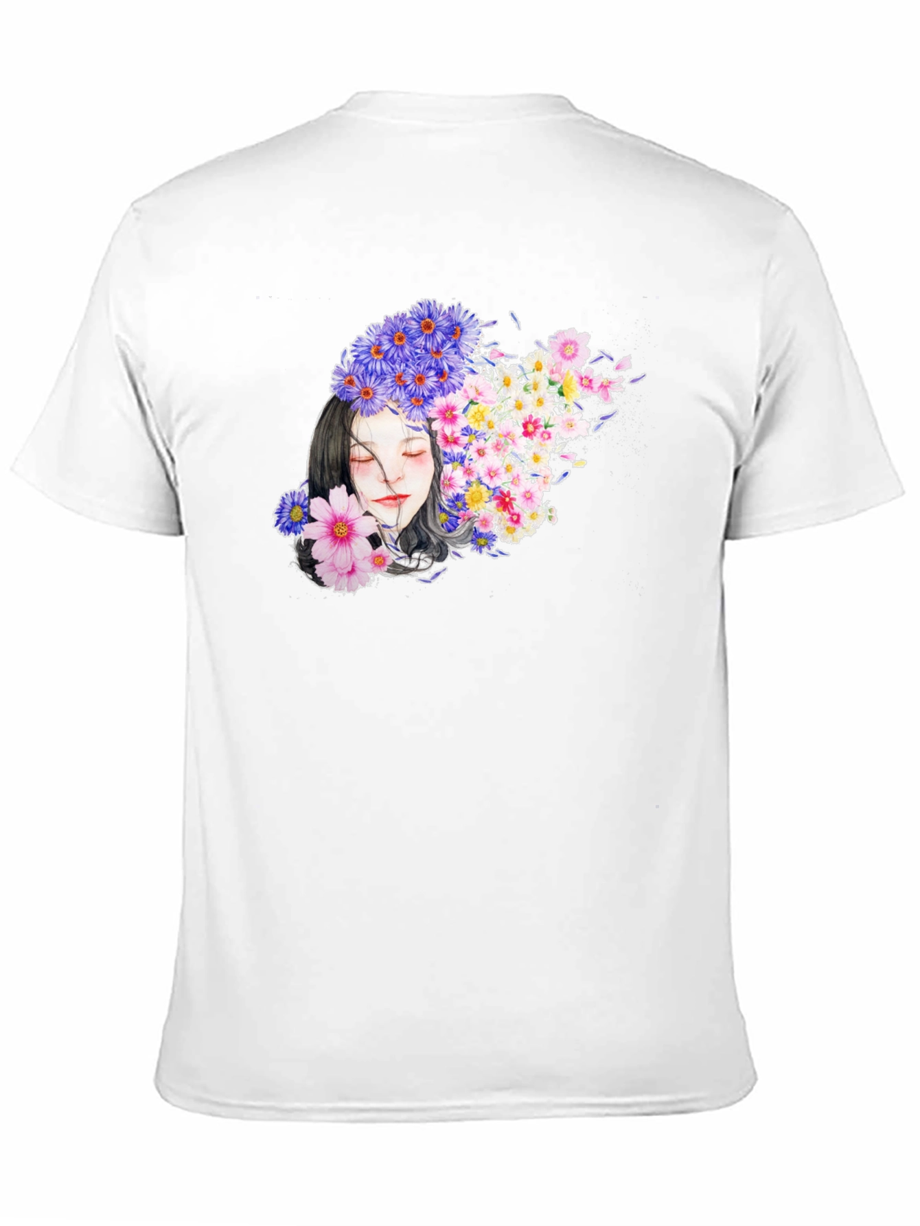 Floral Woman Graphic Black T-Shirt
