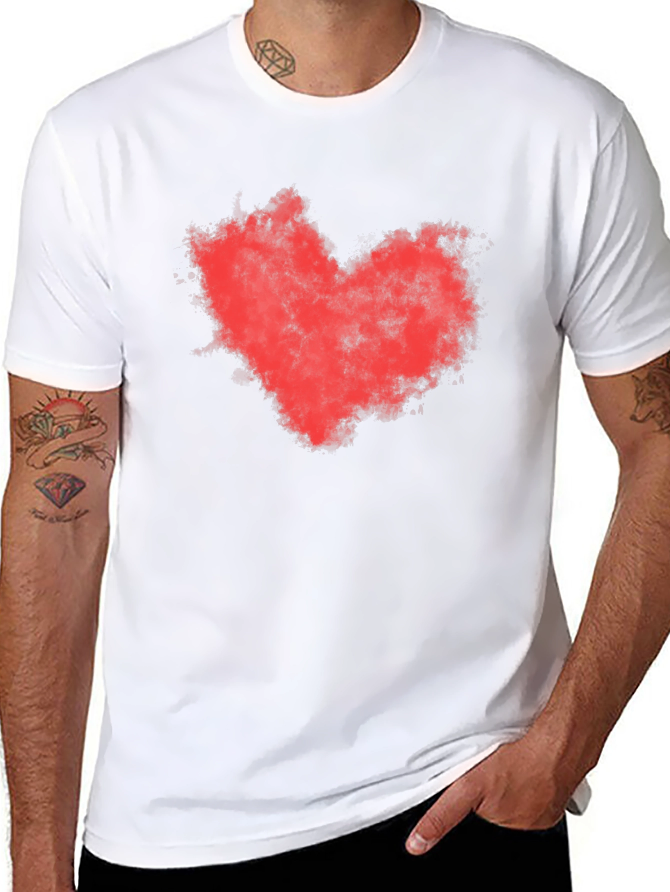 Red Heart Graphic Black T-Shirt