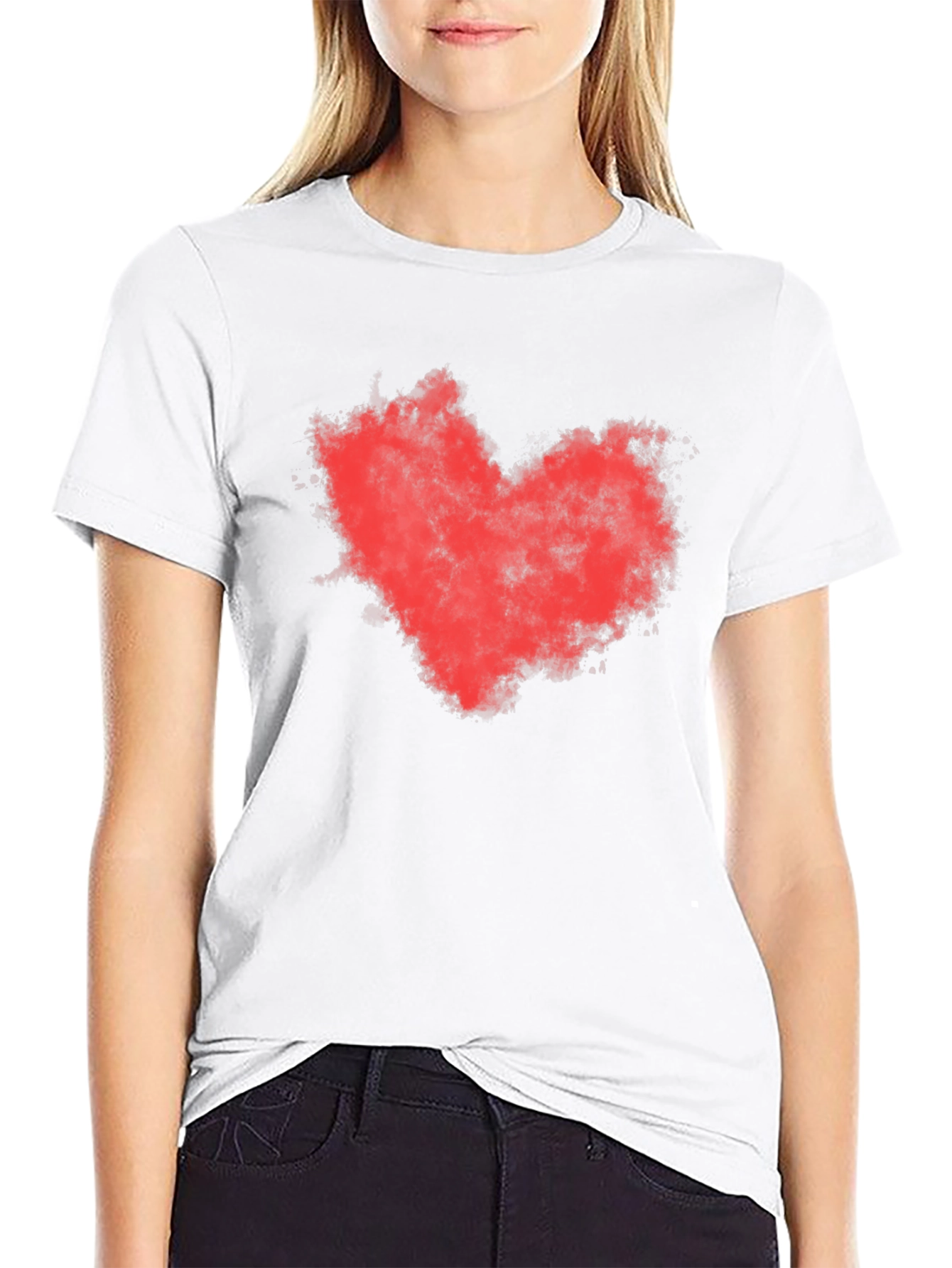 Red Heart Graphic Black T-Shirt