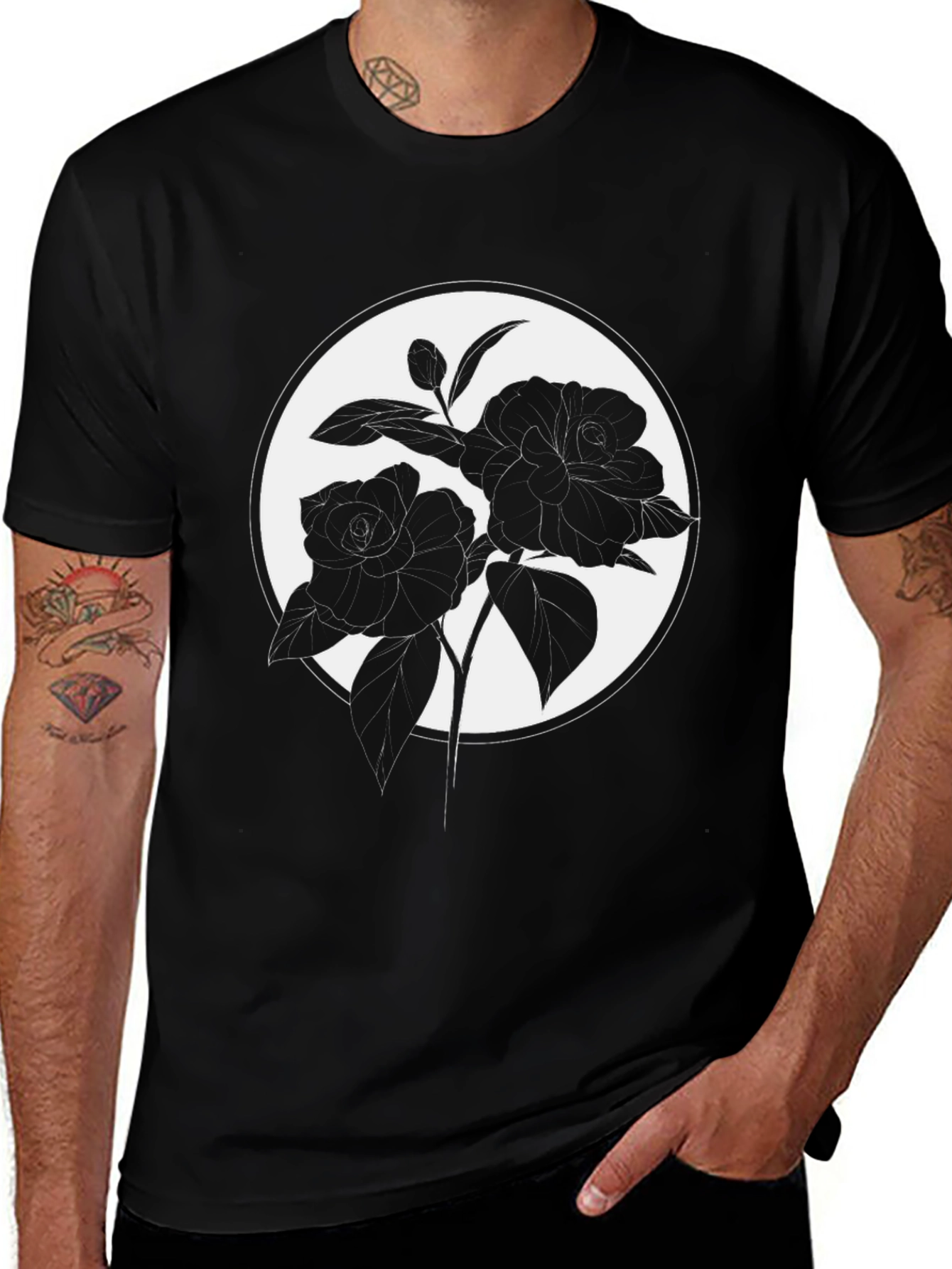 Black Rose Silhouette Graphic Tee