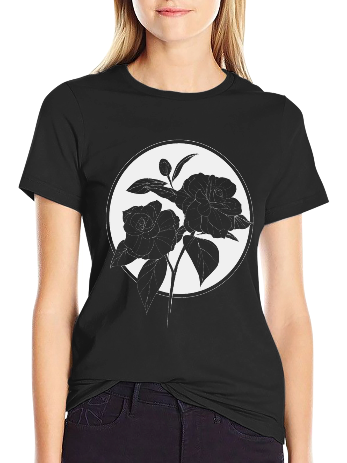 Black Rose Silhouette Graphic Tee