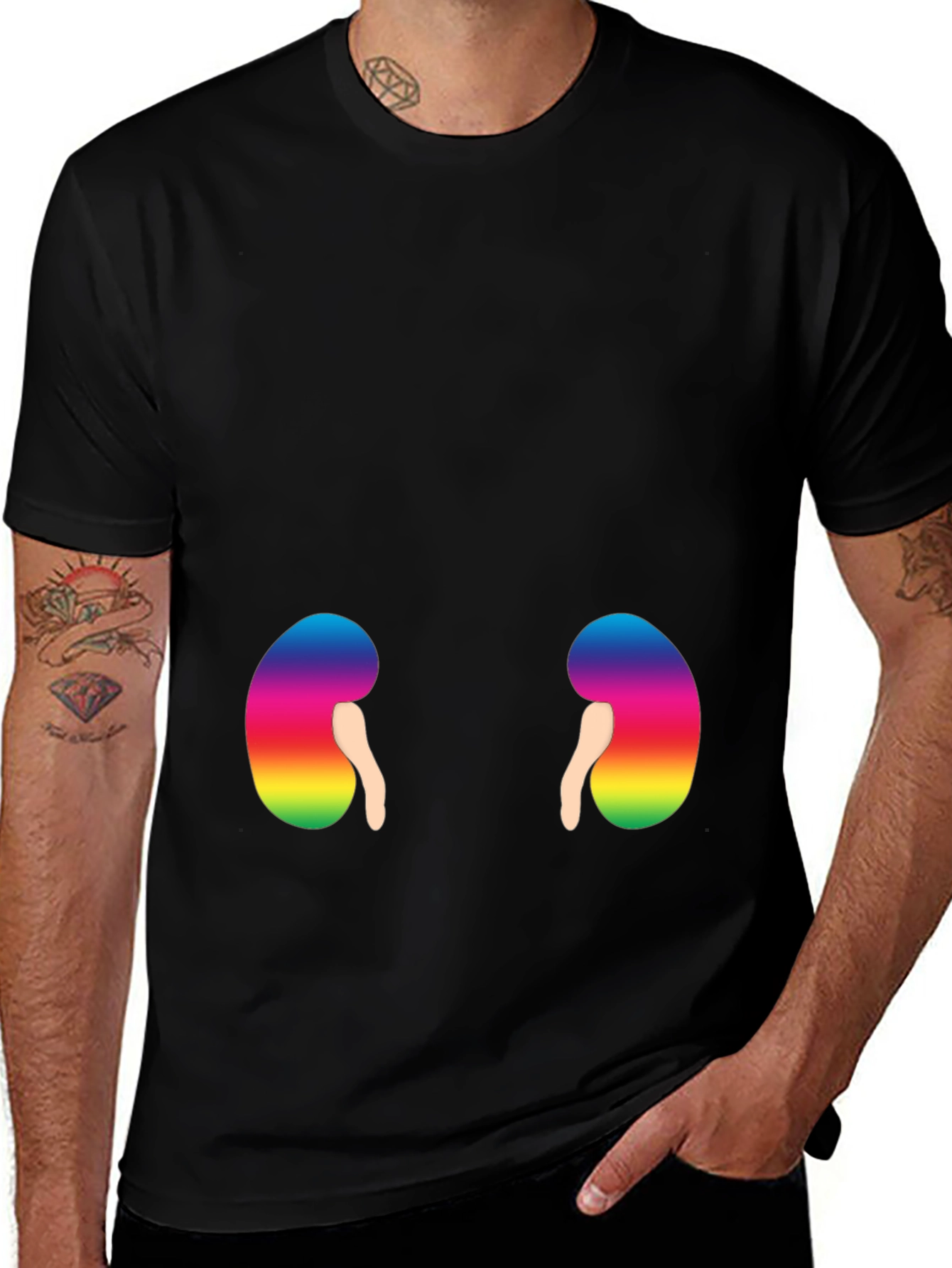 Rainbow Kidney Graphic T-Shirt - Black