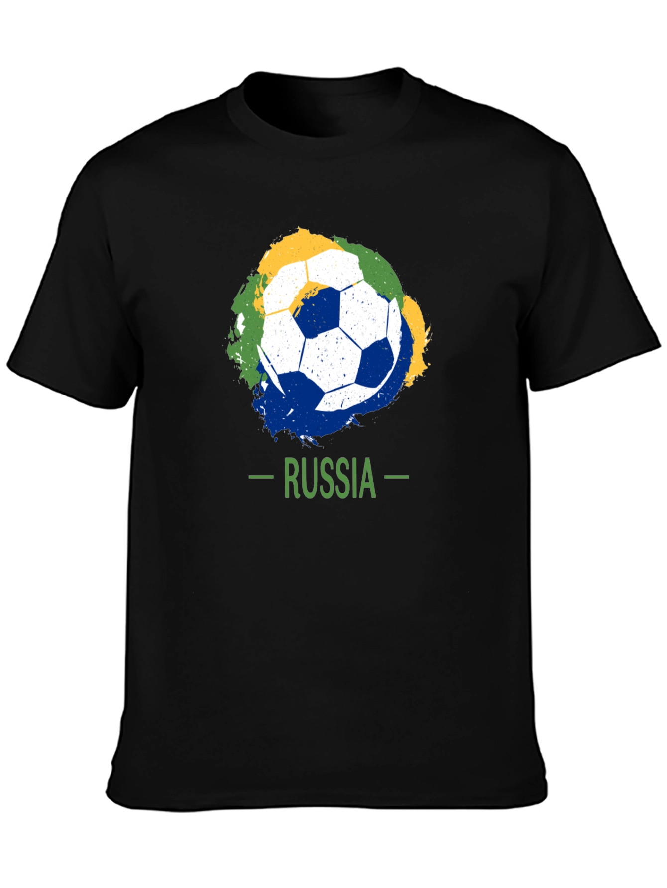 Russia Soccer T-Shirt: Black Tee with Ball Graphic