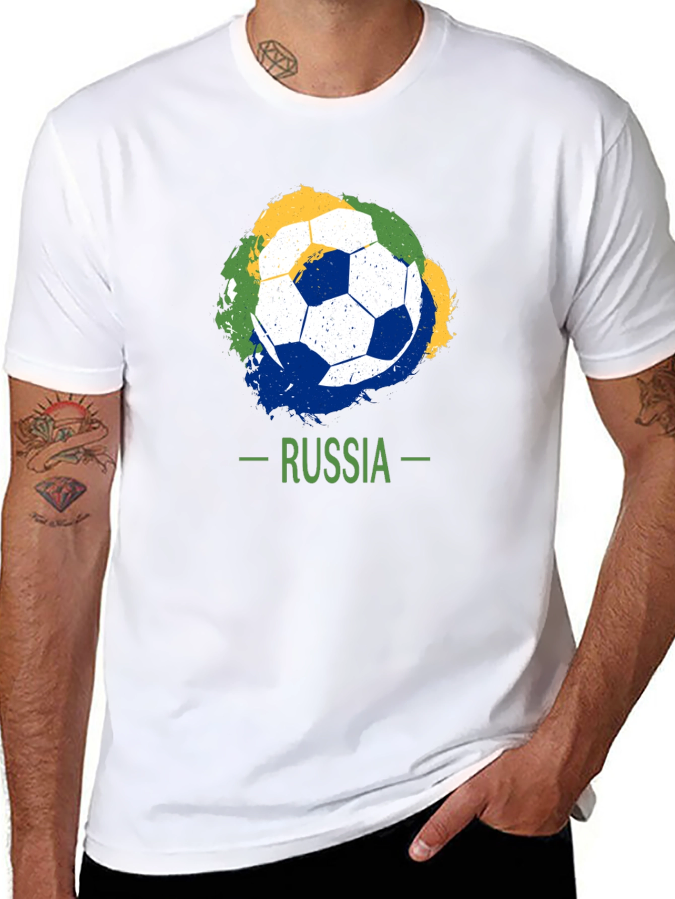 Russia Soccer T-Shirt: Black Tee with Ball Graphic