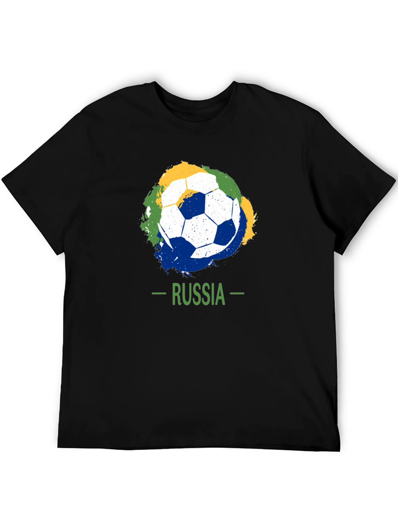 Russia Soccer T-Shirt: Black Tee with Ball Graphic