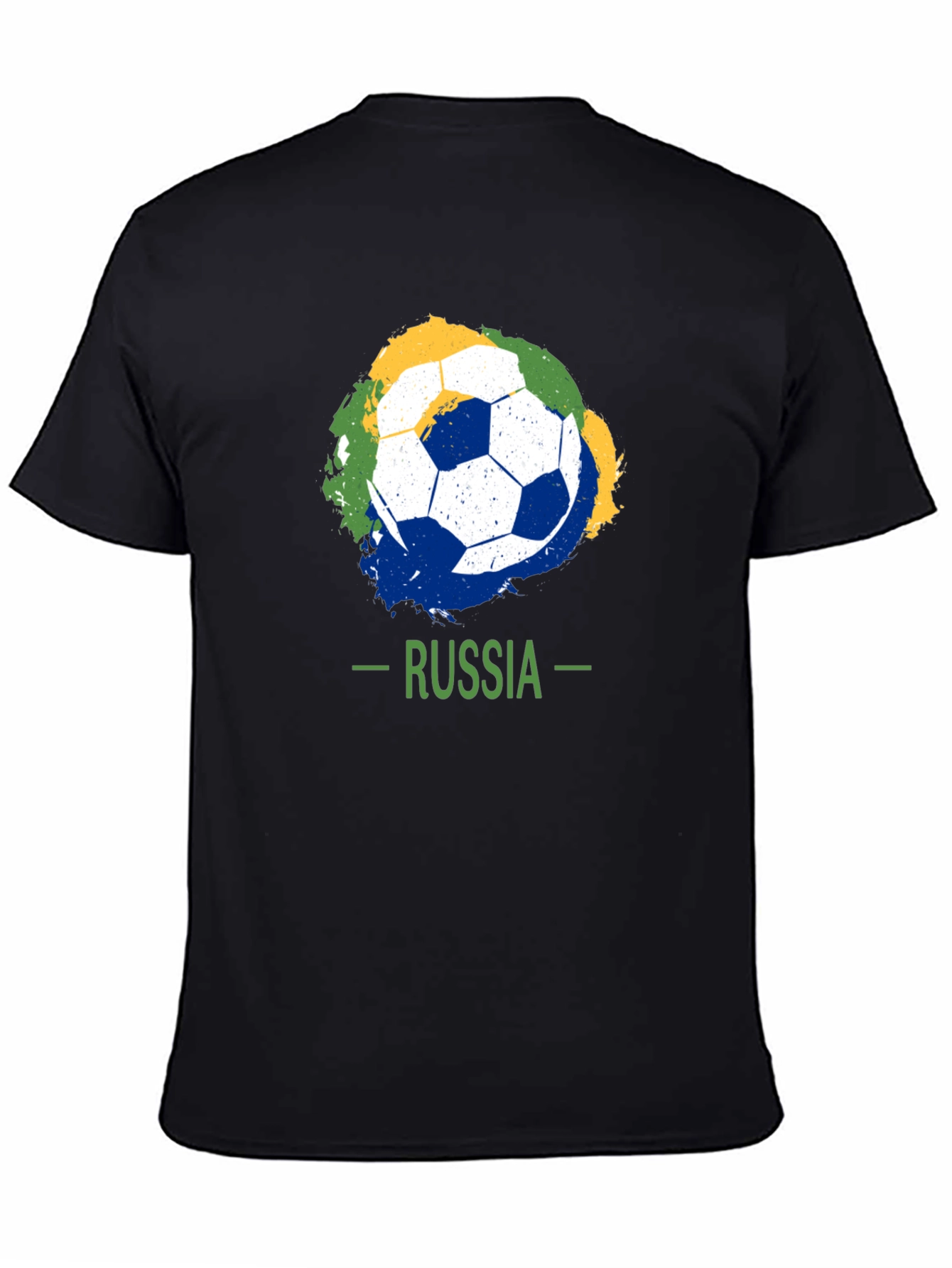 Russia Soccer T-Shirt: Black Tee with Ball Graphic
