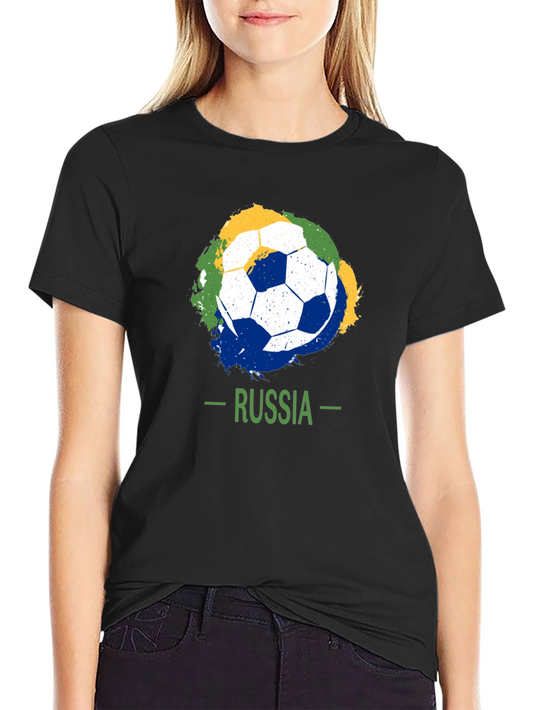 Russia Soccer T-Shirt: Black Tee with Ball Graphic