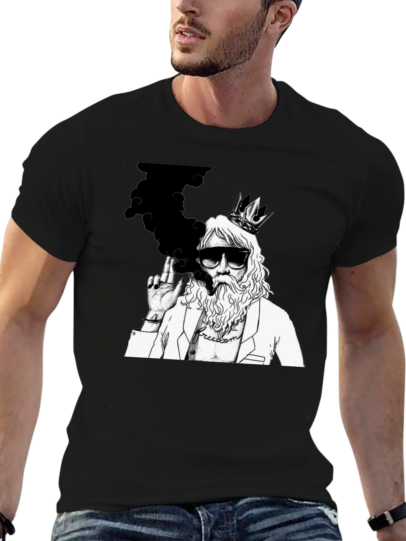 King Smoker Graphic Tee - Black Cotton Blend