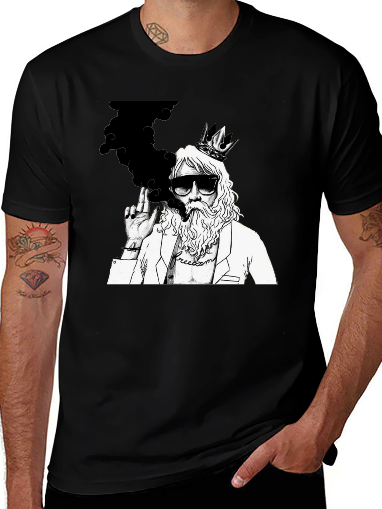 King Smoker Graphic Tee - Black Cotton Blend