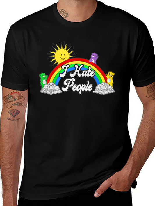 I Hate People T-Shirt Rainbow Bear Graphic Novelty Tee