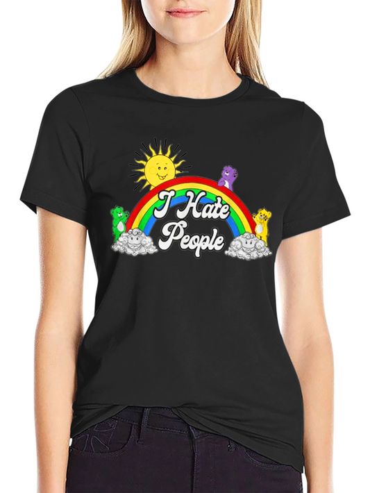 I Hate People T-Shirt Rainbow Bear Graphic Novelty Tee