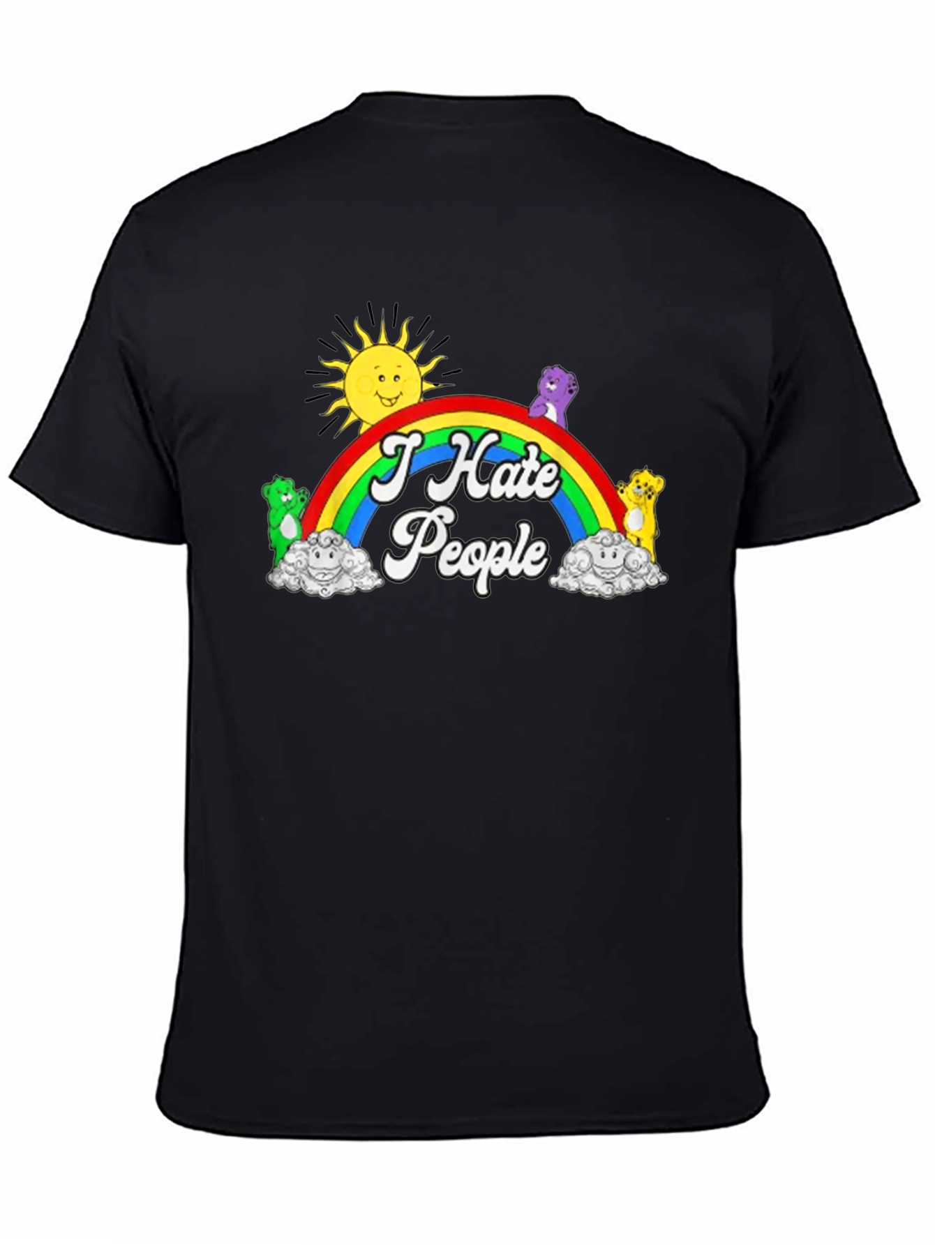 I Hate People T-Shirt Rainbow Bear Graphic Novelty Tee