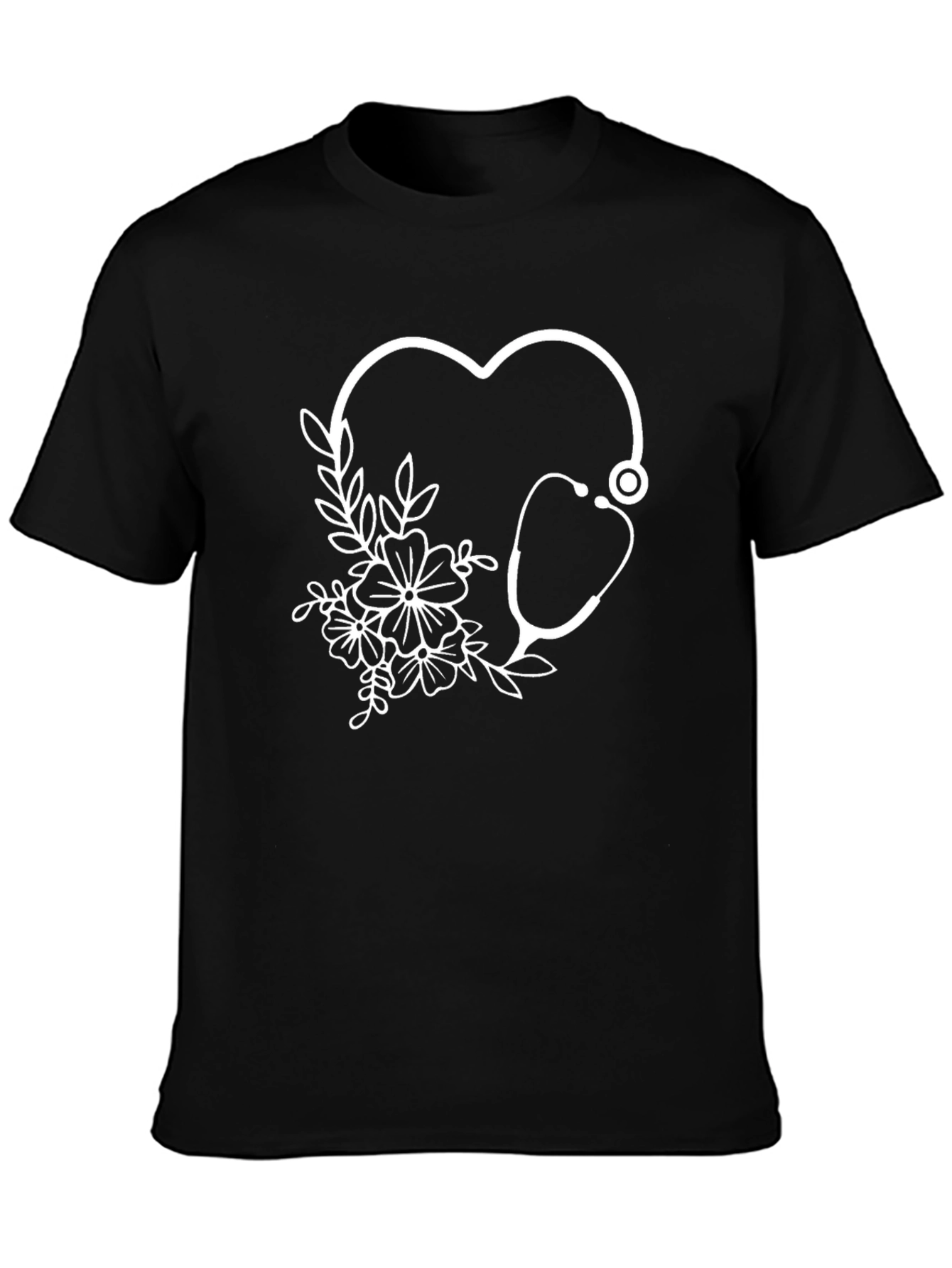 Floral Stethoscope Heart Graphic Tee - Unisex