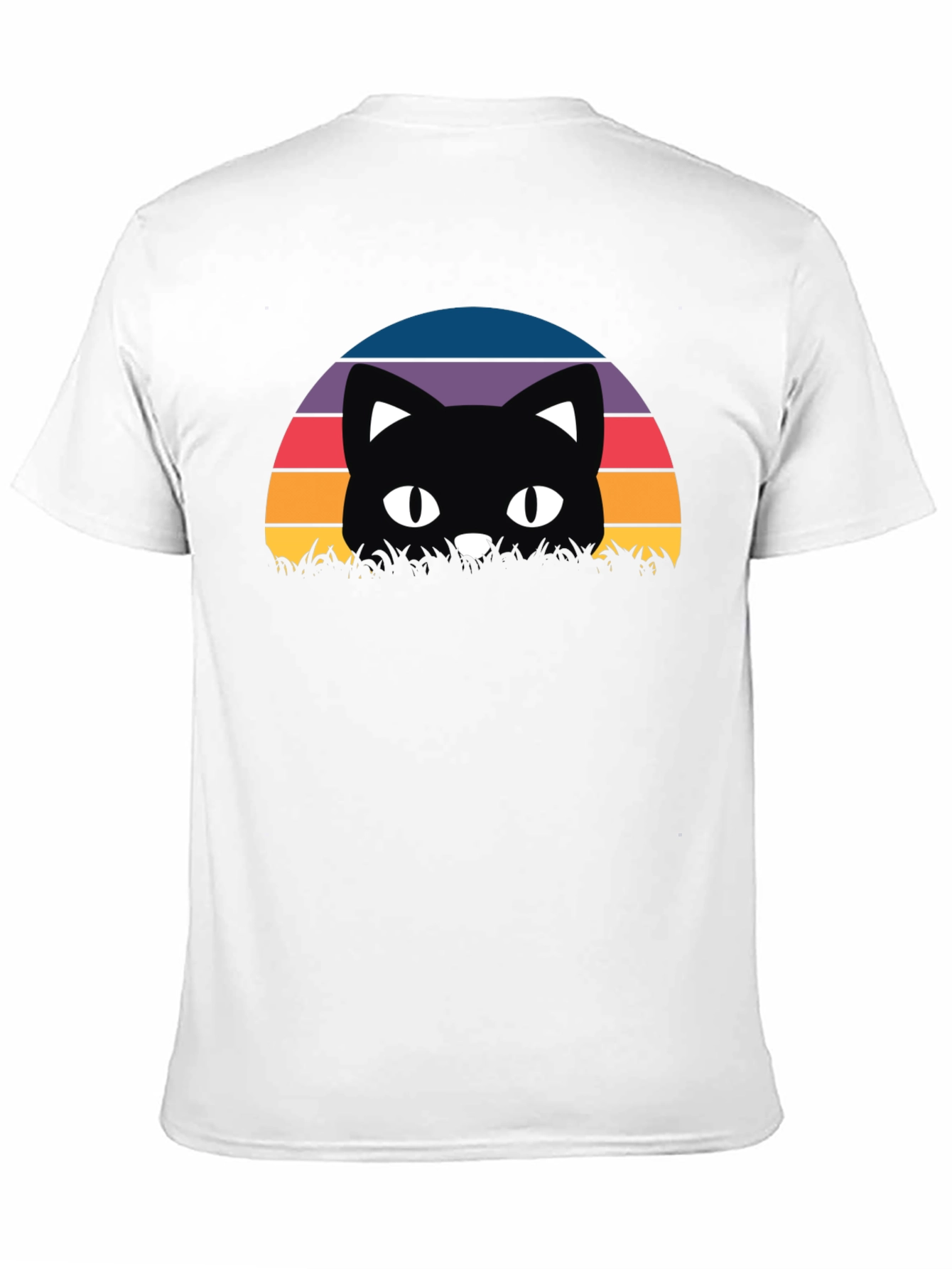 Retro Cat Sunset T-Shirt - Black