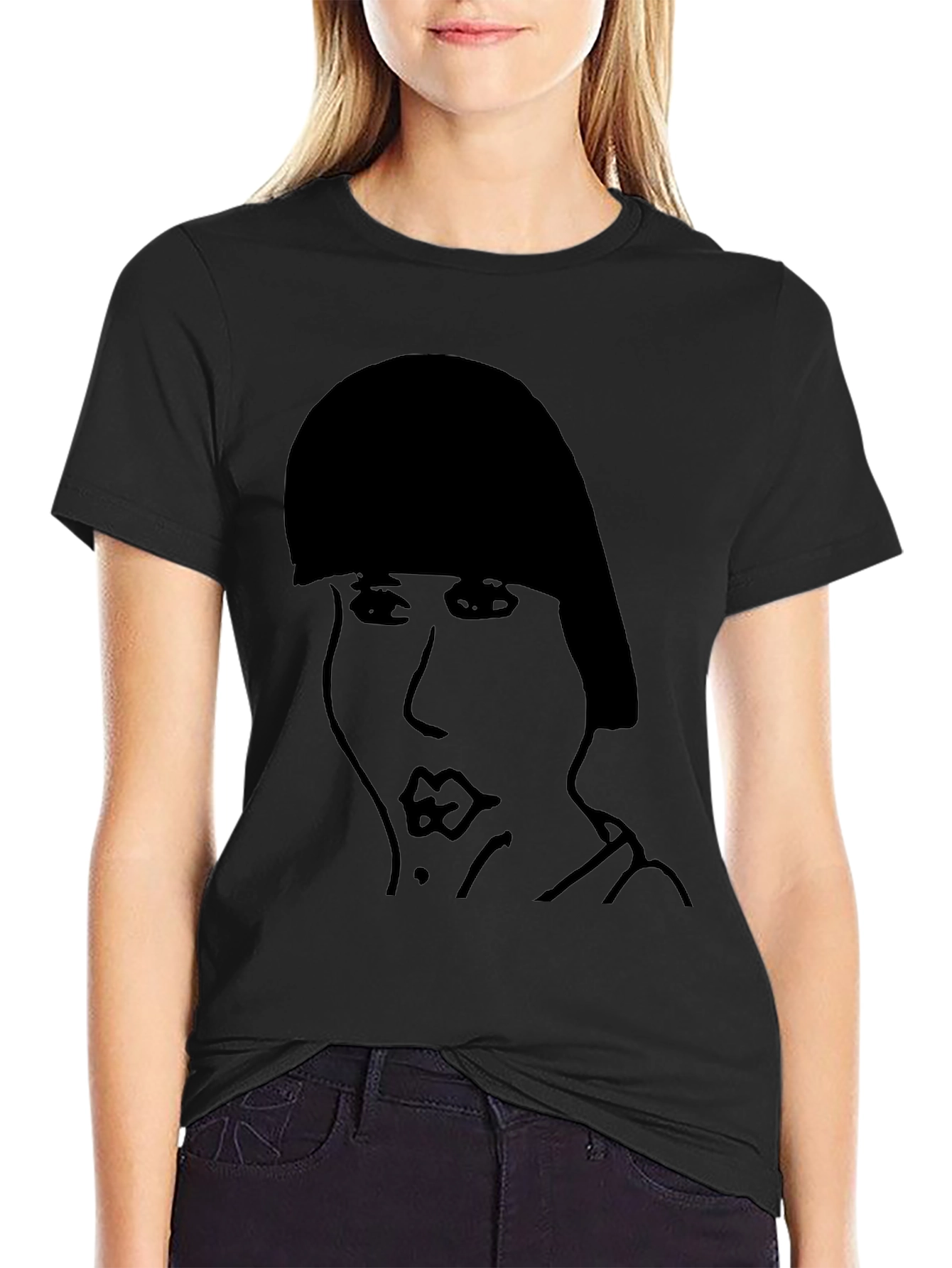 Abstract Face Graphic Black T-Shirt