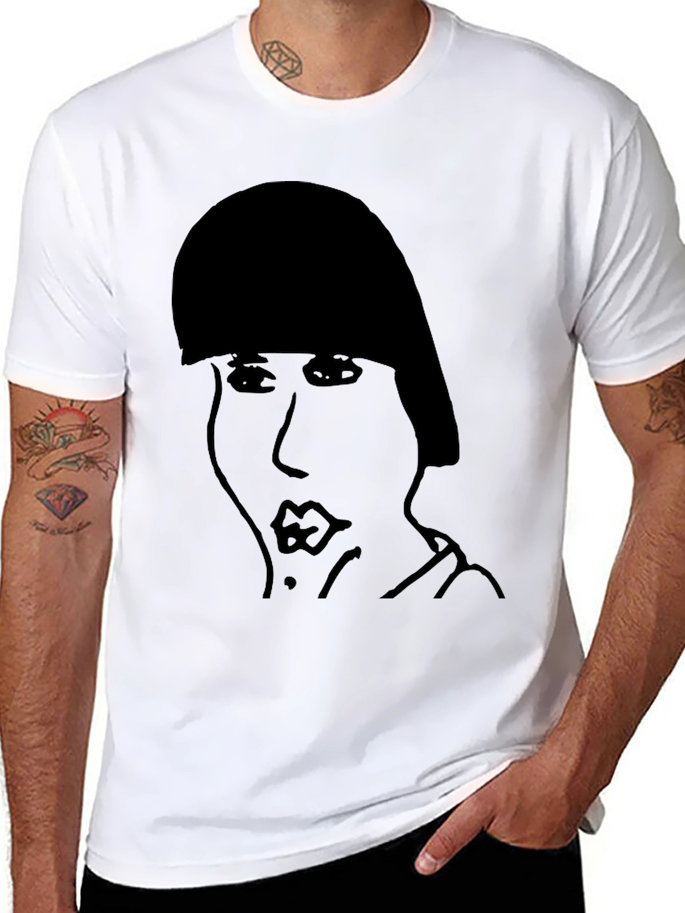 Abstract Face Graphic Black T-Shirt