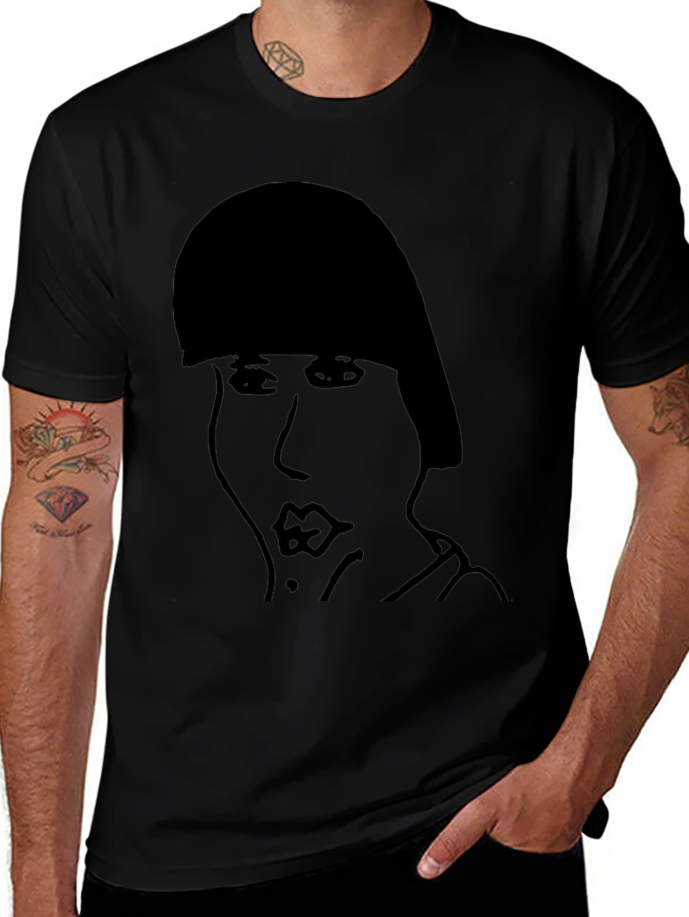 Abstract Face Graphic Black T-Shirt