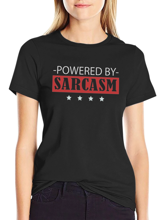Powered by Sarcasm Graphic Tee - Black Cotton T-Shirt