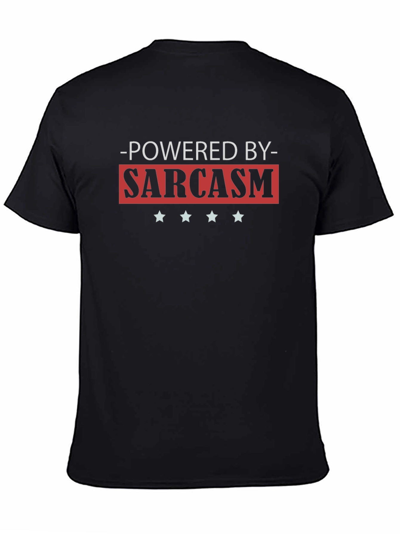 Powered by Sarcasm Graphic Tee - Black Cotton T-Shirt