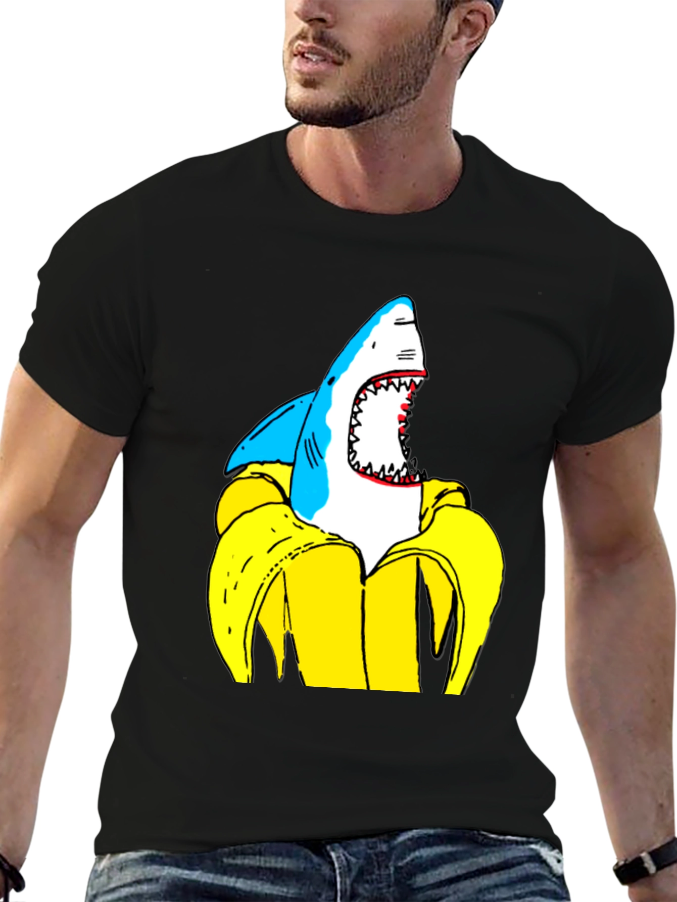 Shark Banana Funny Graphic T-Shirt