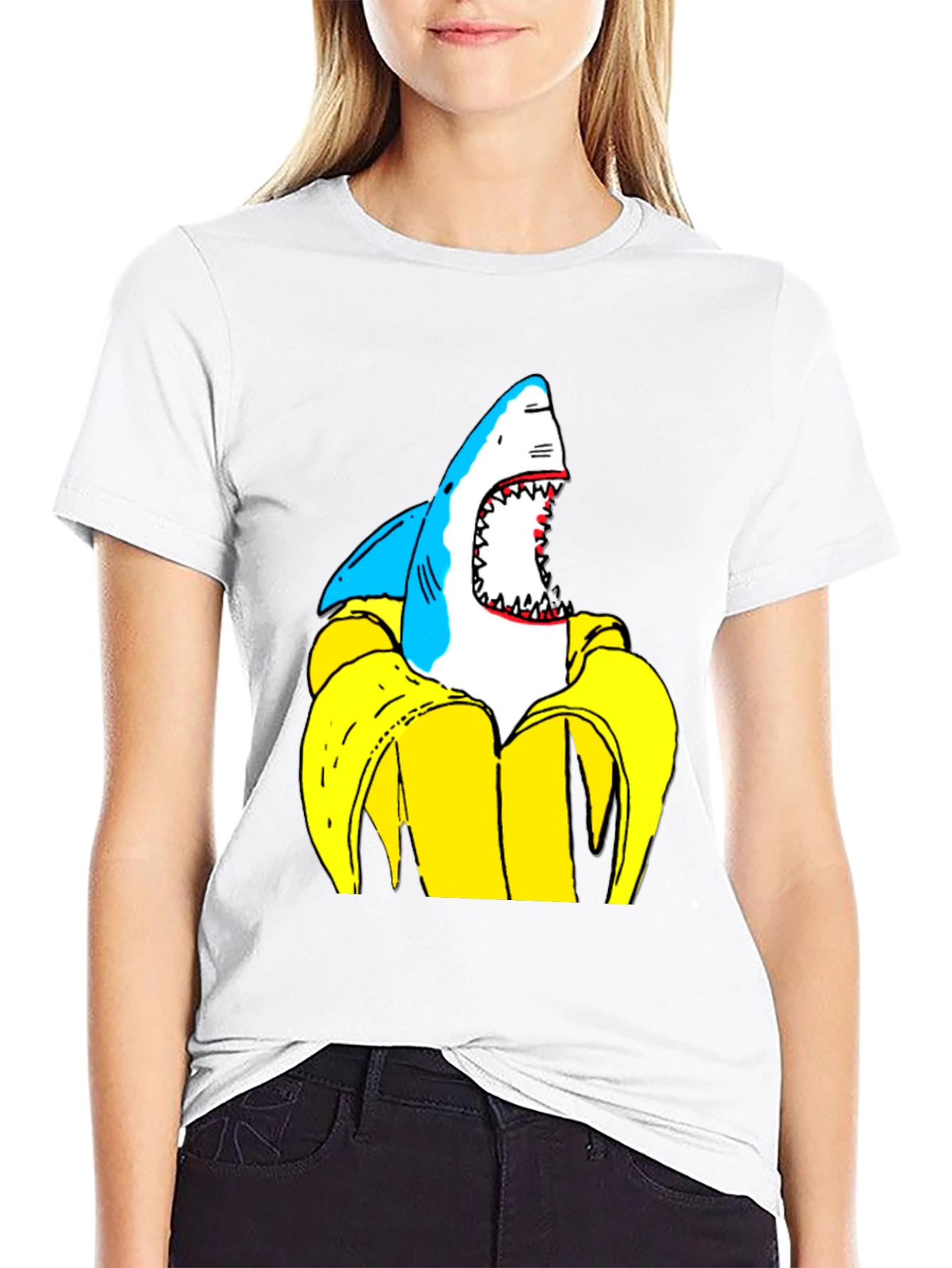 Shark Banana Funny Graphic T-Shirt