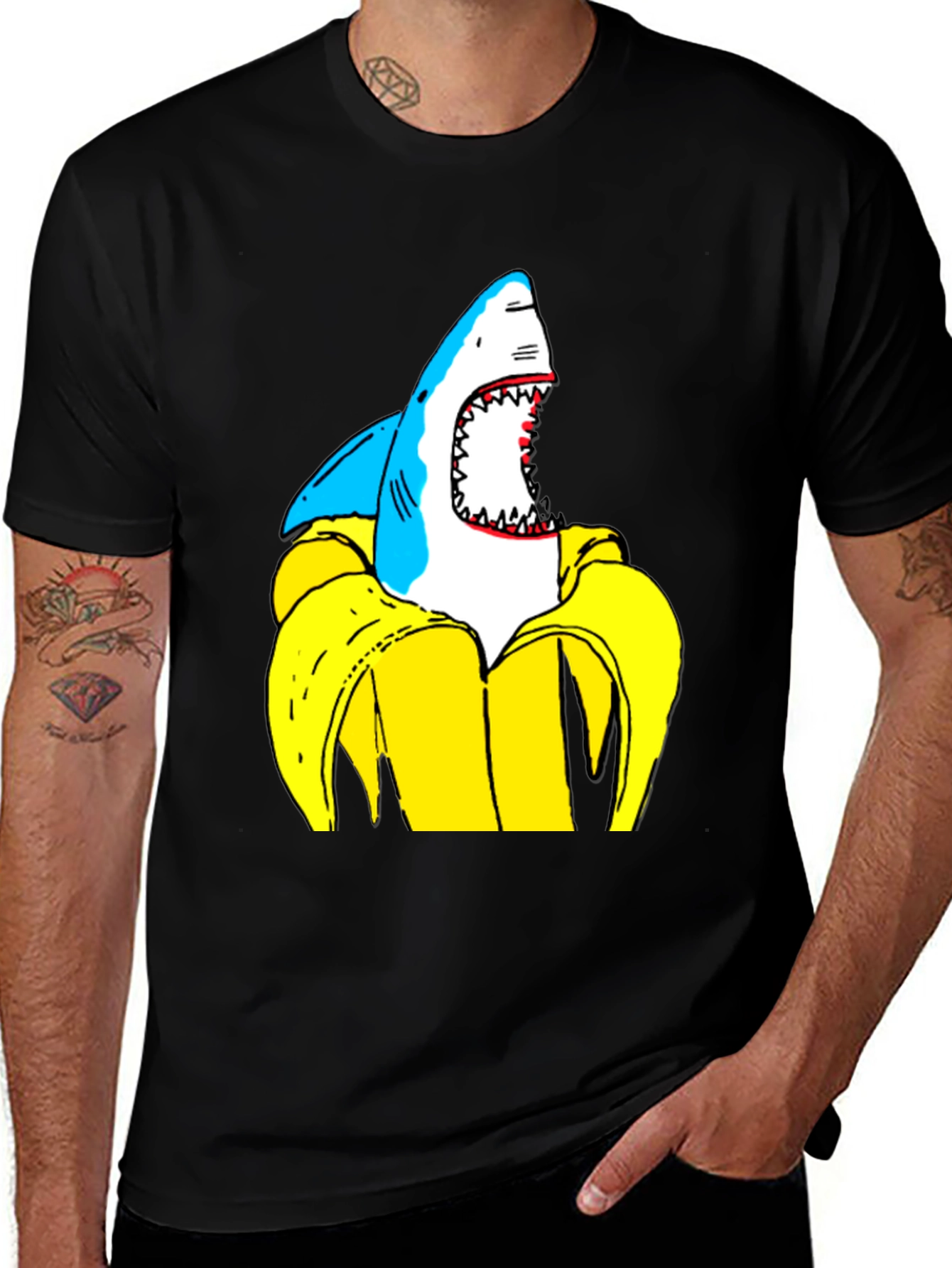 Shark Banana Funny Graphic T-Shirt