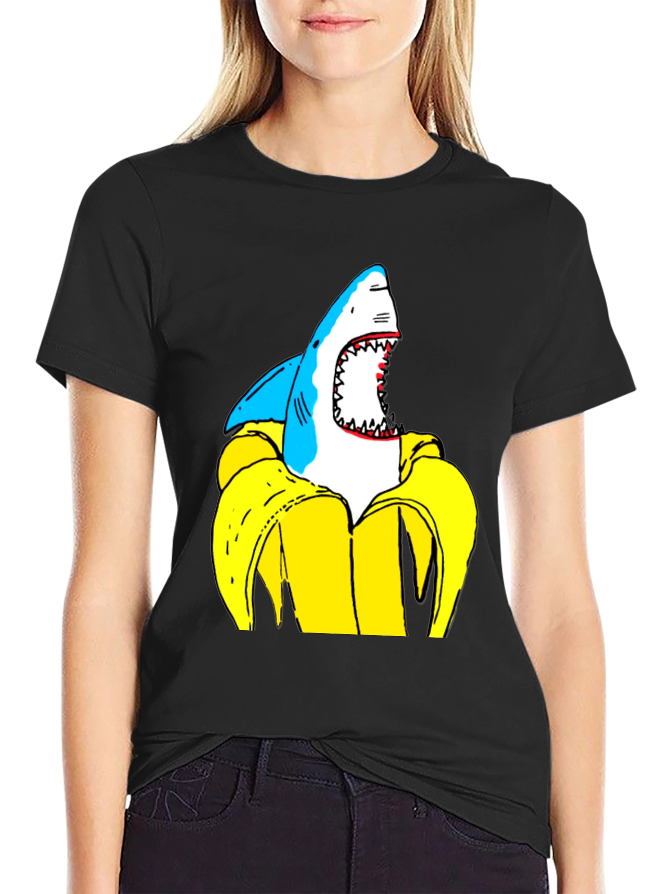 Shark Banana Funny Graphic T-Shirt