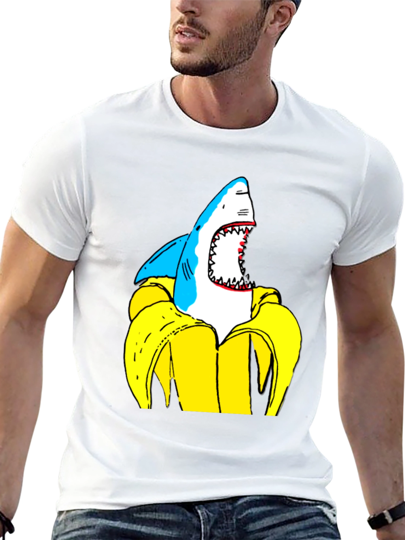Shark Banana Funny Graphic T-Shirt