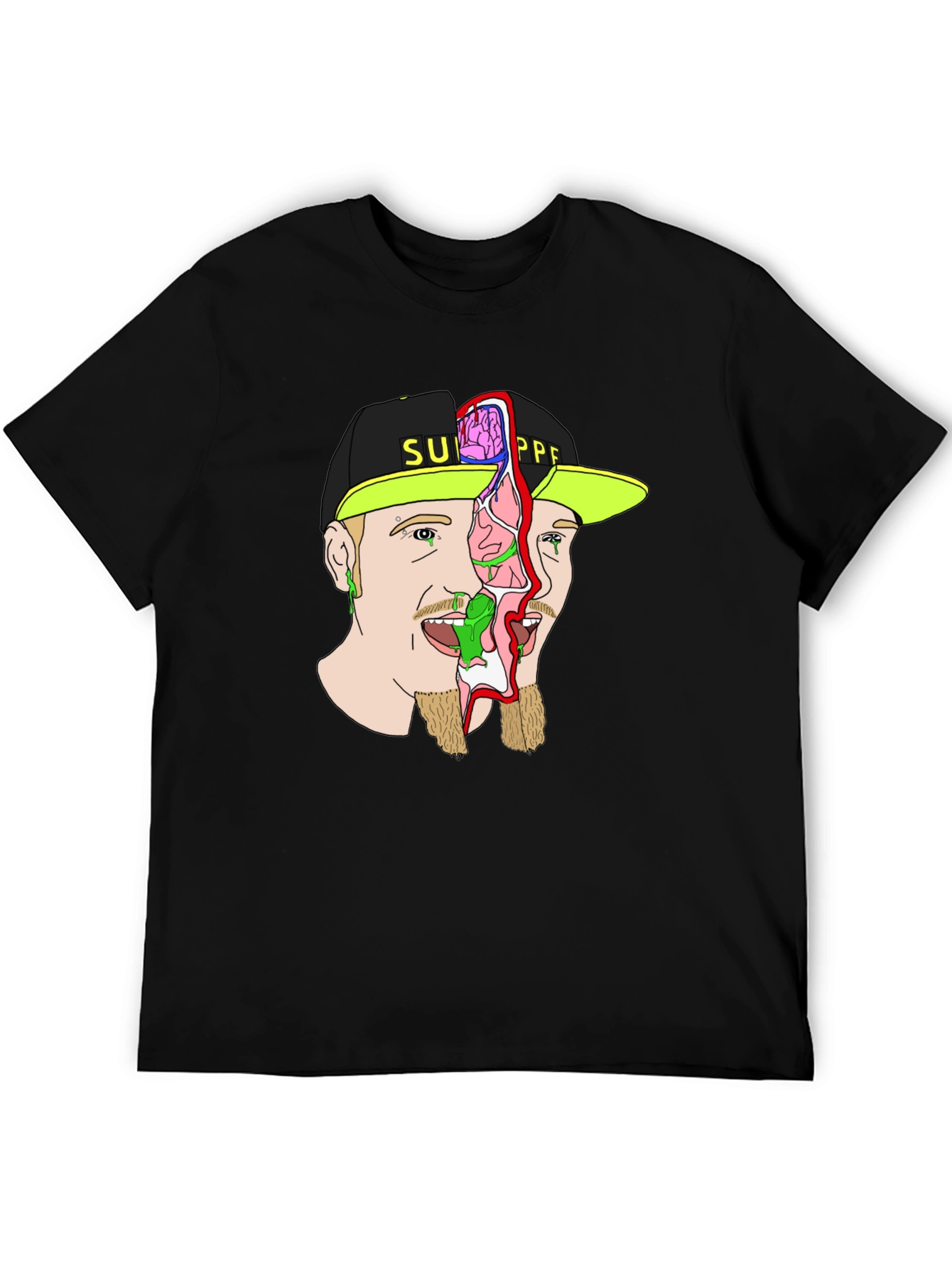 Unique Graphic Print Tee - Brain Exposed!