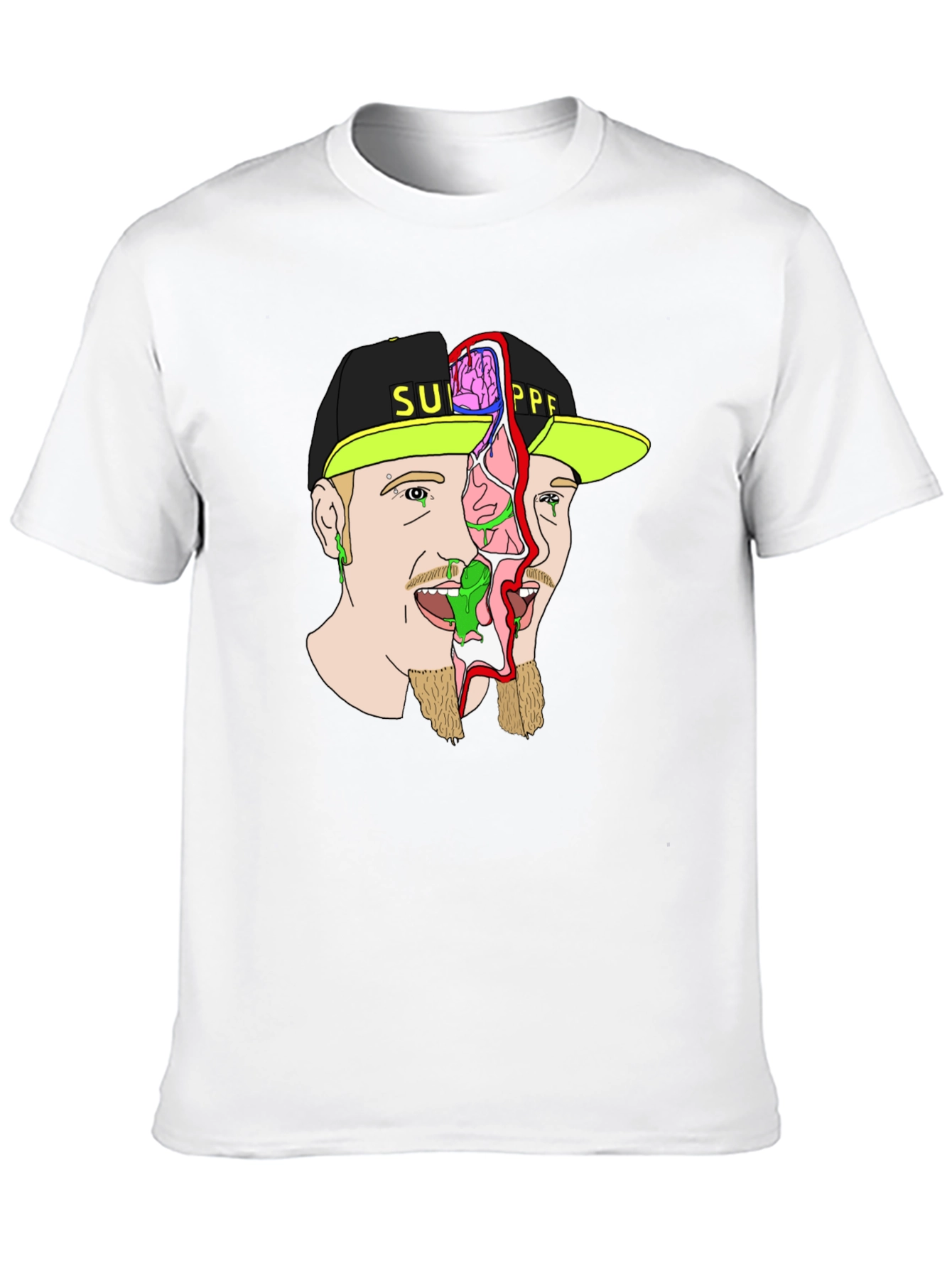 Unique Graphic Print Tee - Brain Exposed!