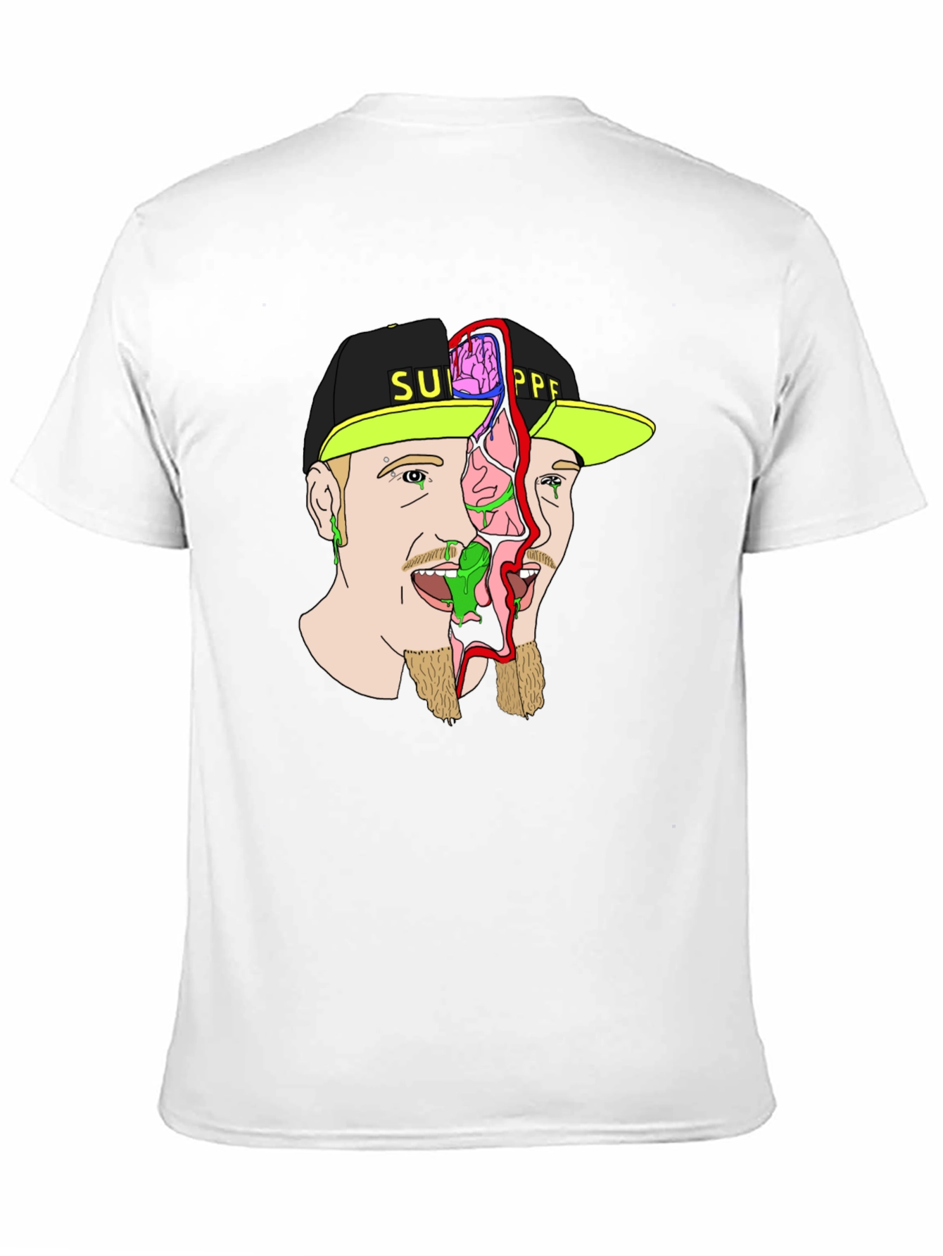 Unique Graphic Print Tee - Brain Exposed!