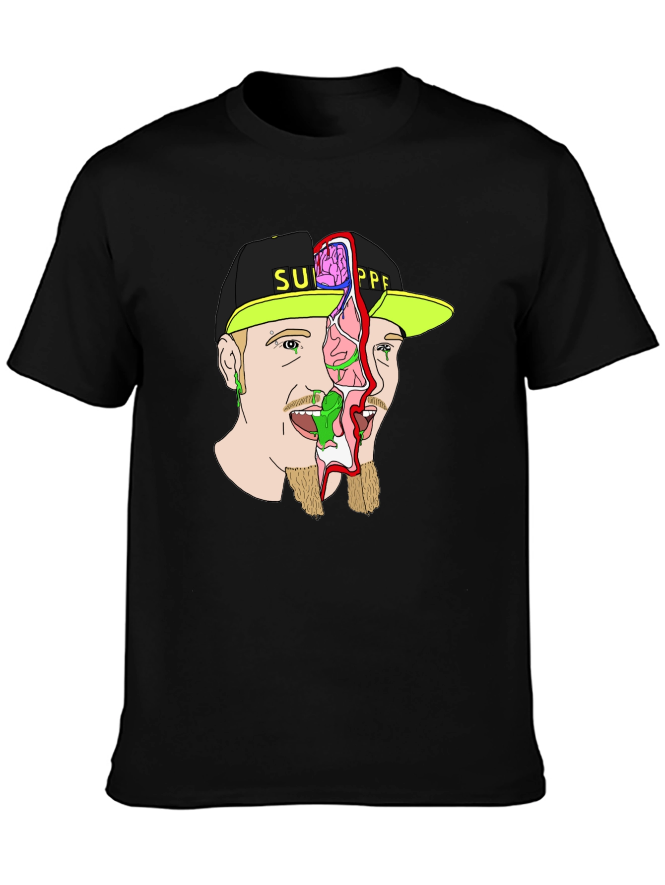 Unique Graphic Print Tee - Brain Exposed!
