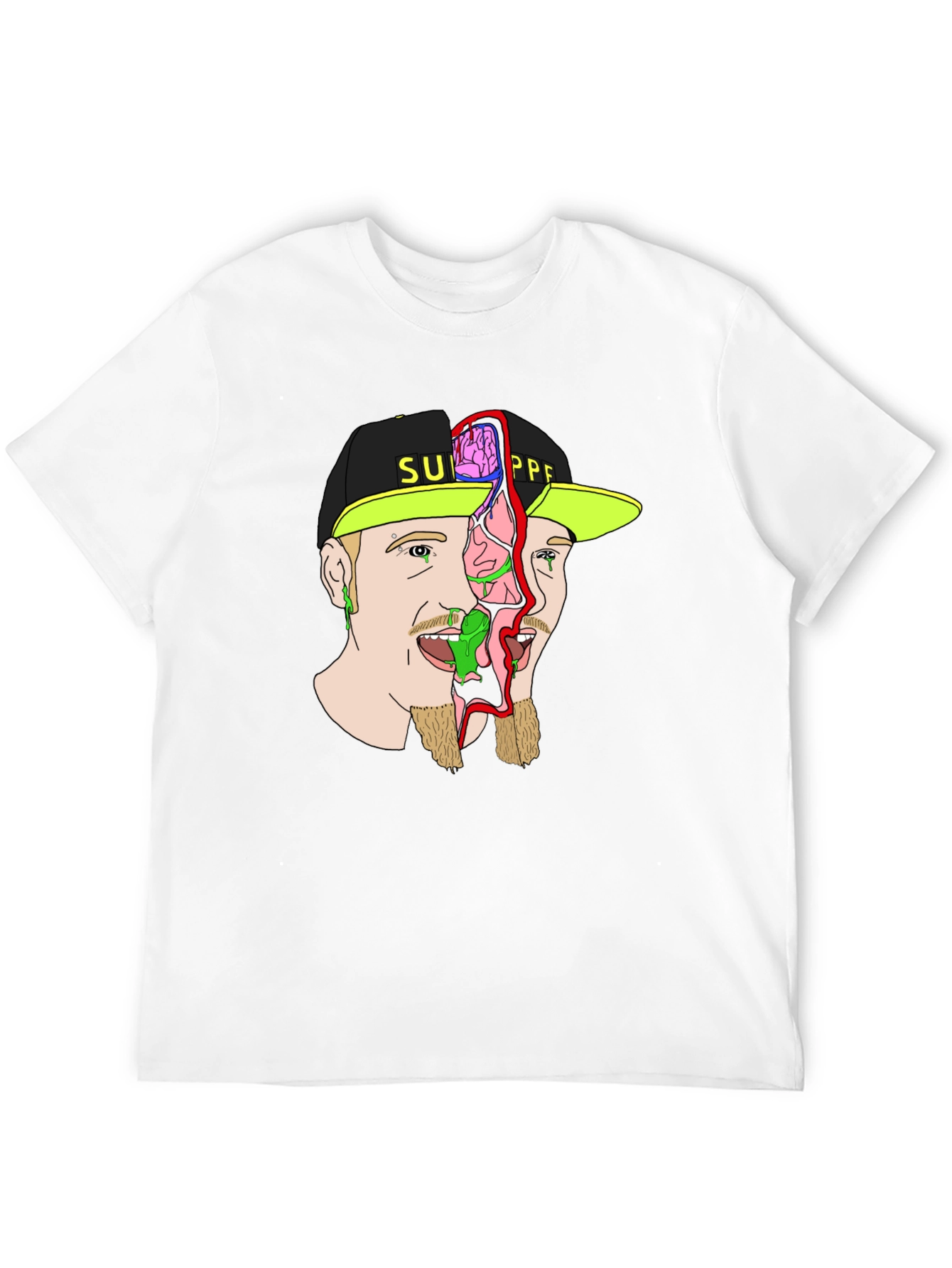 Unique Graphic Print Tee - Brain Exposed!